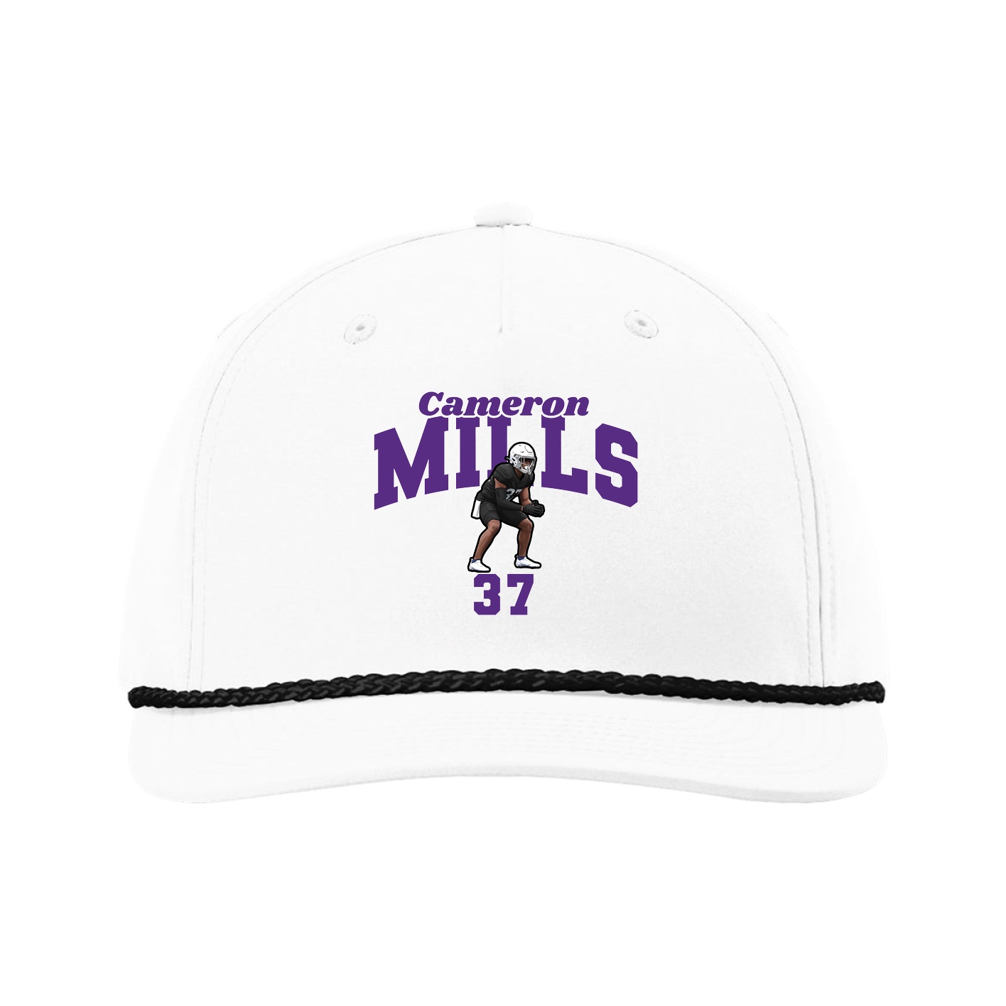 Five-Panel Classic Rope Cap — Signature Arch in White