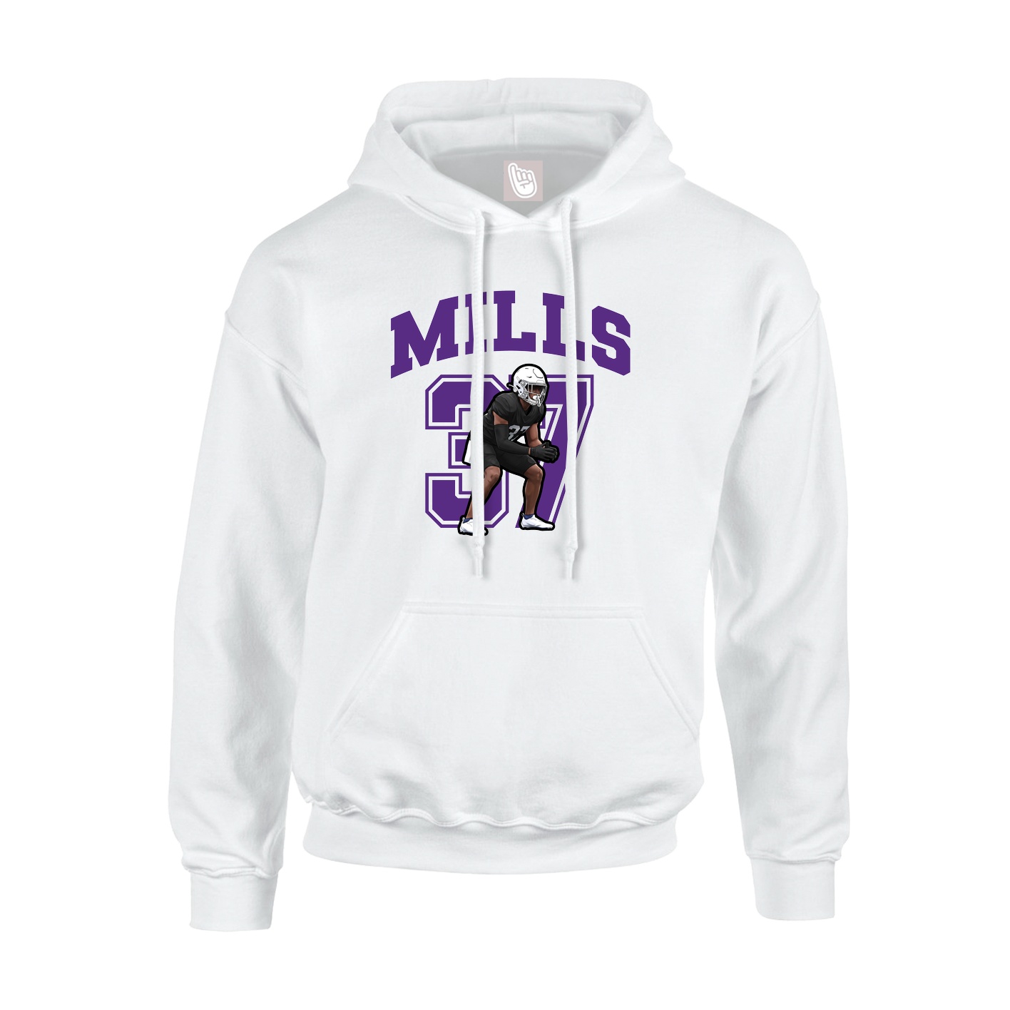 Youth Hoodie — Number in White