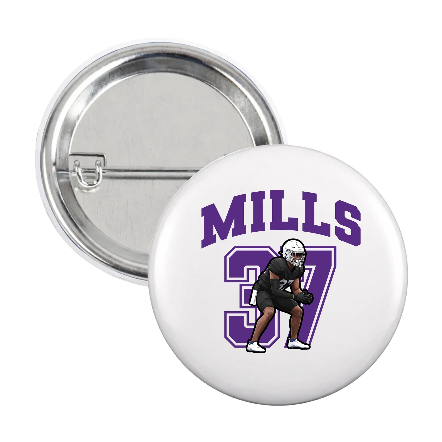 Game Day Button — Number in White