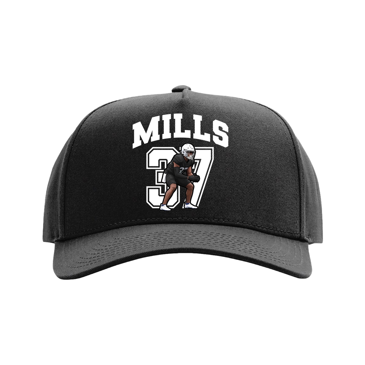 Full Fabric Five-Panel Champ Cap — Number in Black