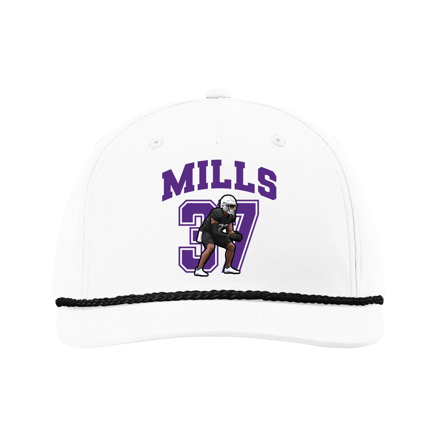 Five-Panel Classic Rope Cap — Number in White