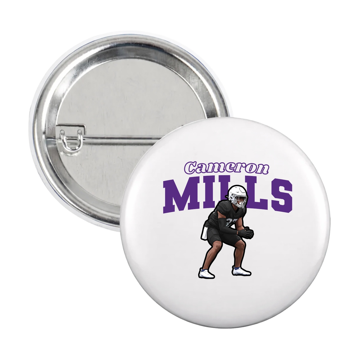 Game Day Button — Name Arch in White