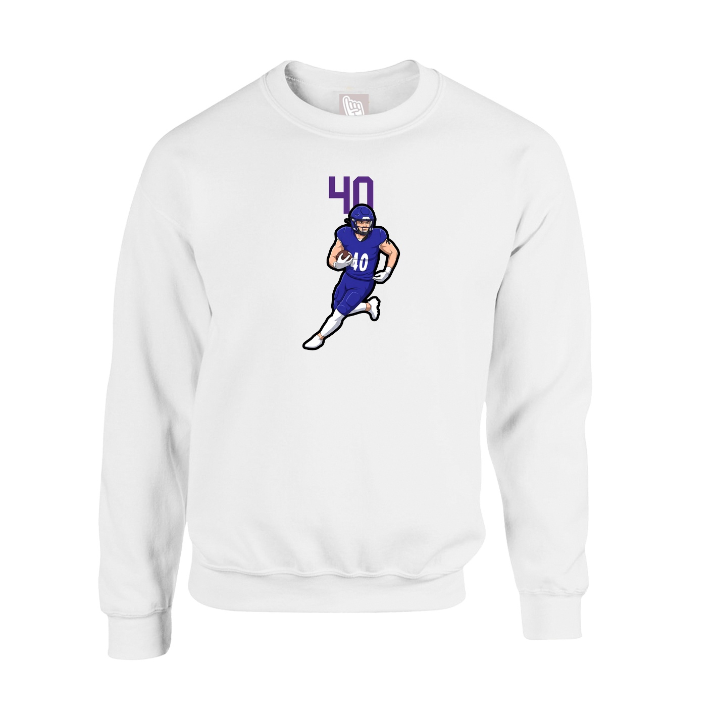 Fleece Crew — Number Top in White