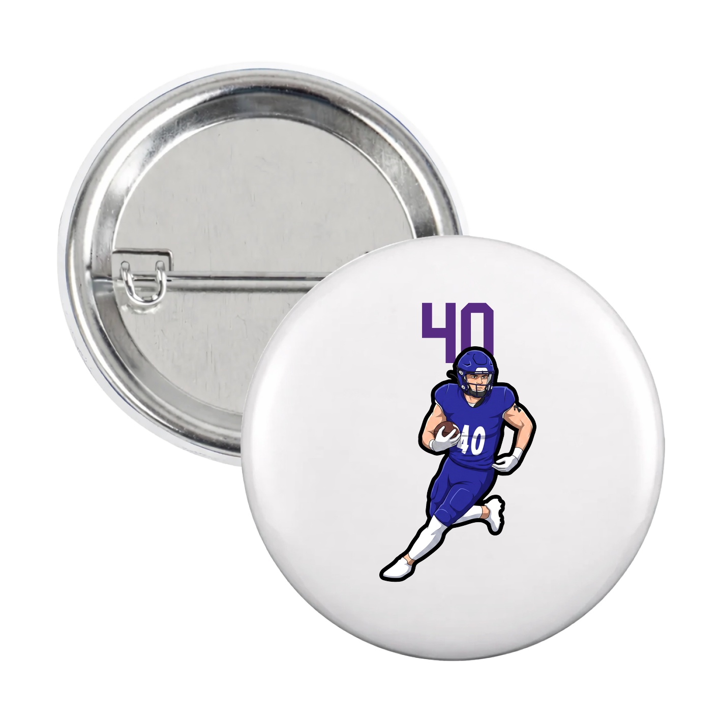 Game Day Button — Number Top in White