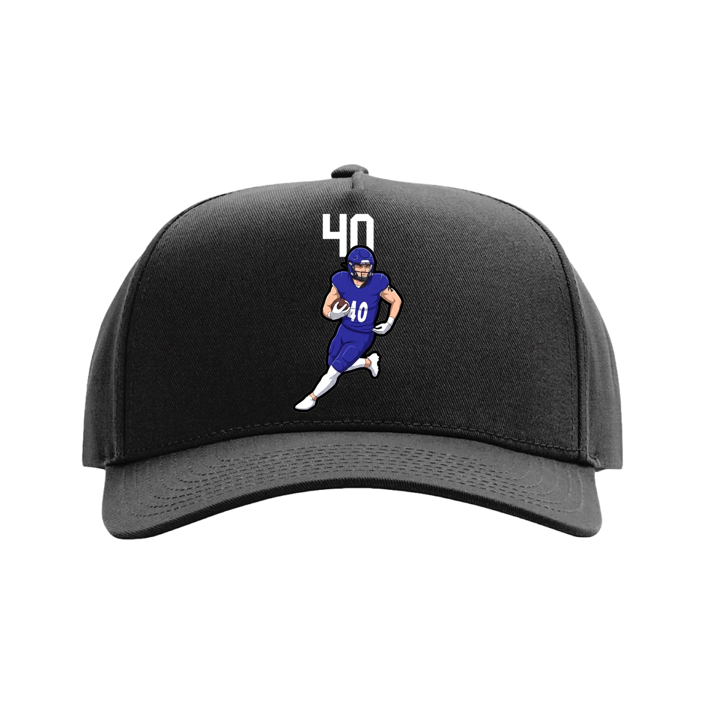 Full Fabric Five-Panel Champ Cap — Number Top in Black