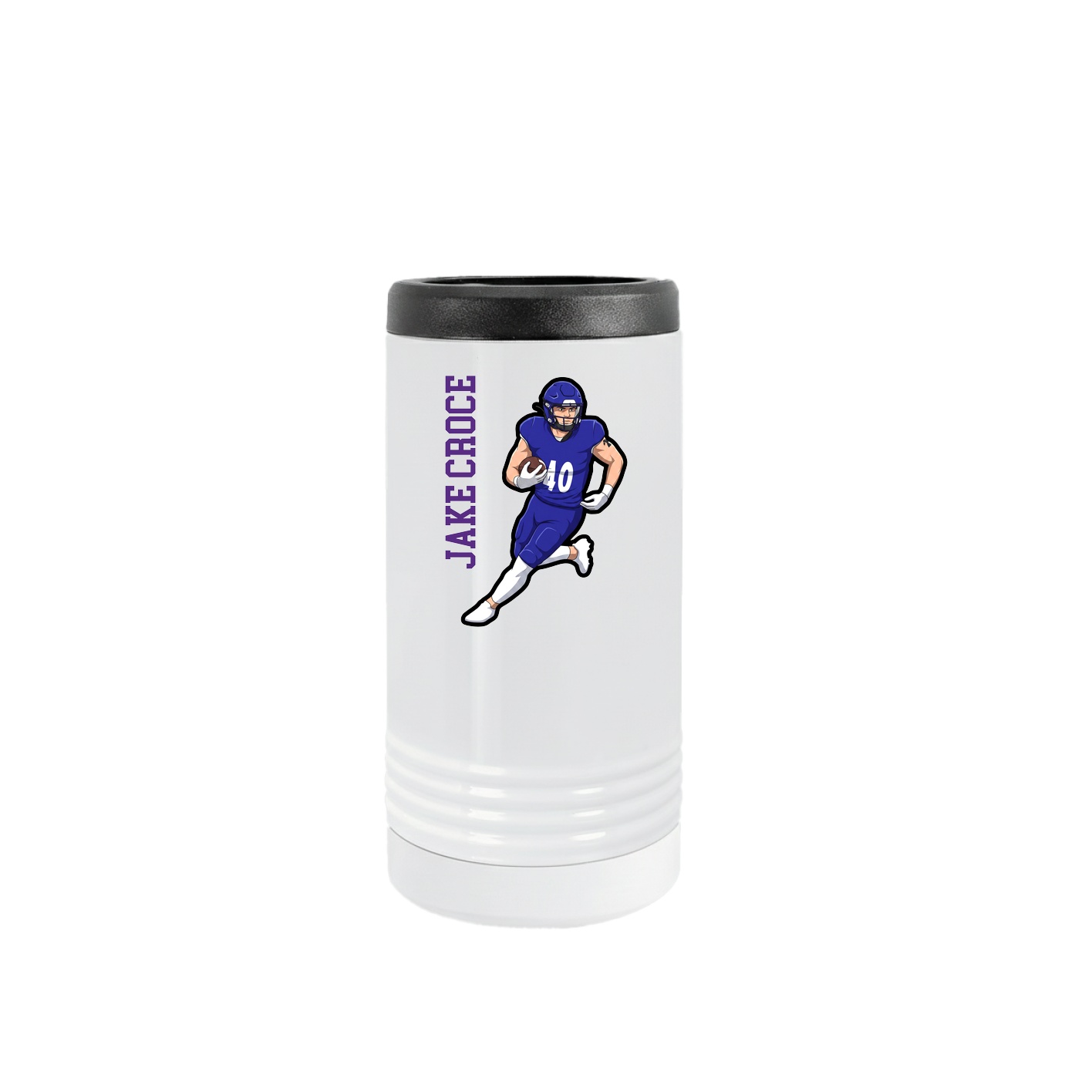 Slim Beverage Holder — Name Vertical in White