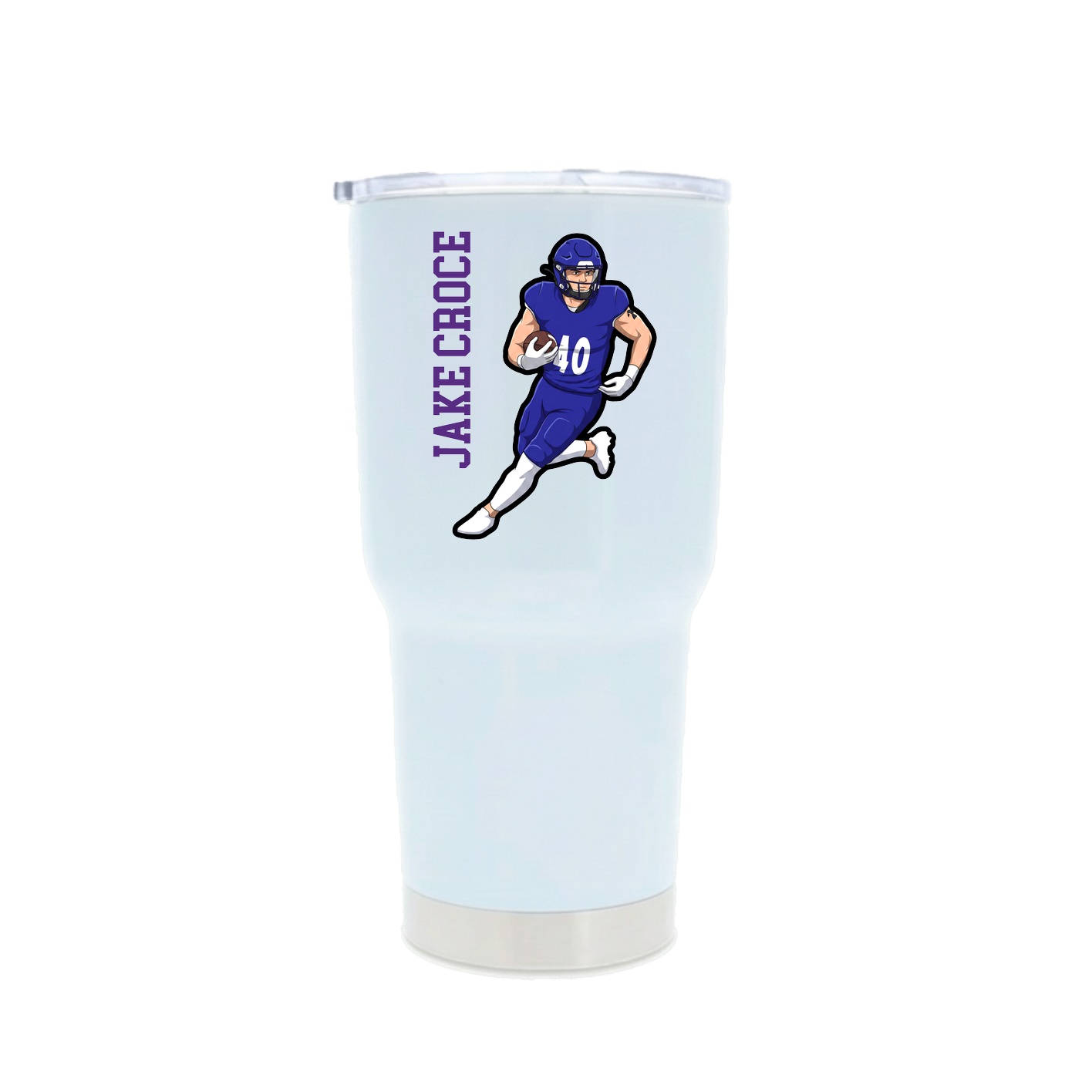 30oz Stainless Steel Tumbler — Name Vertical in White