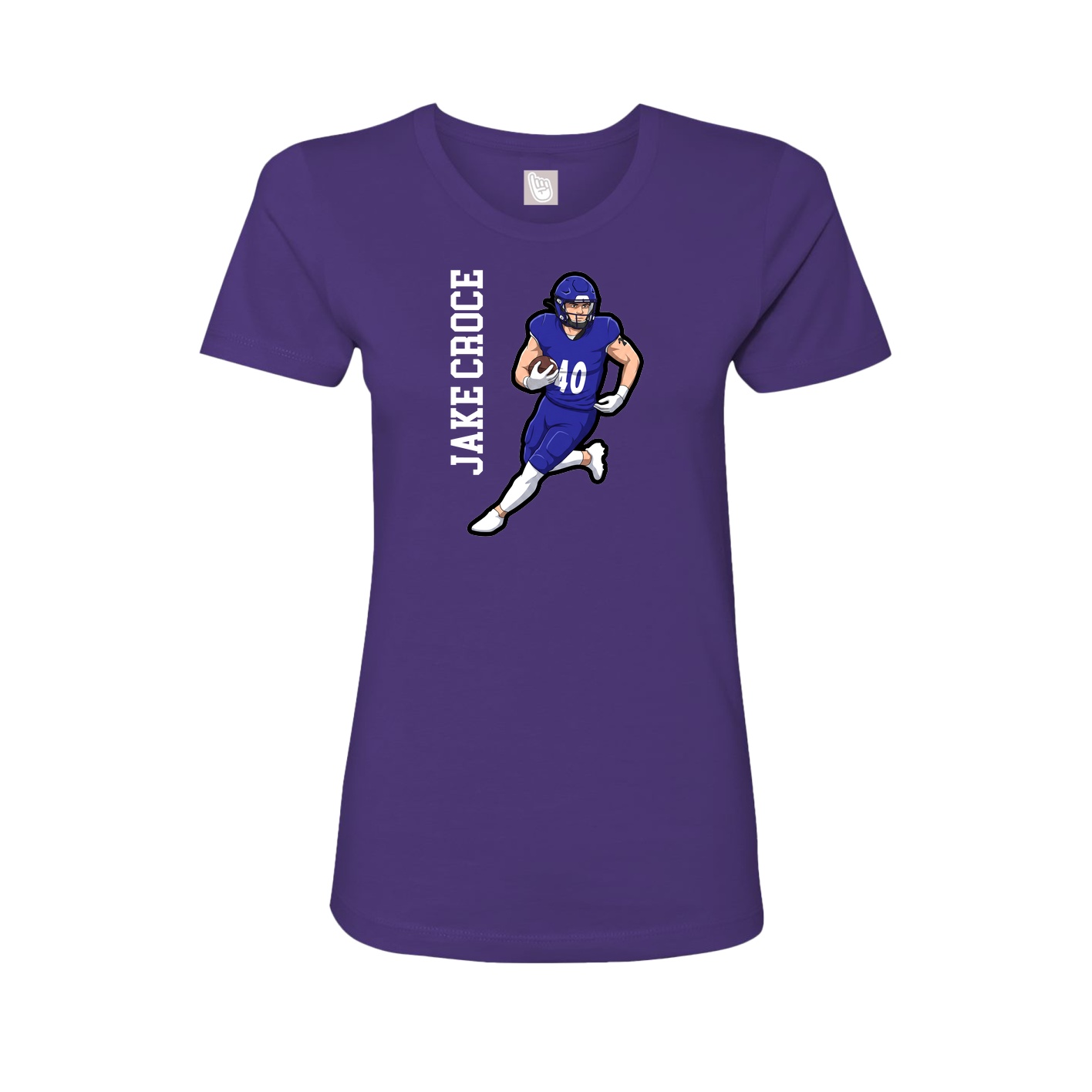 Fitted Women's Tee — Name Vertical in Purple