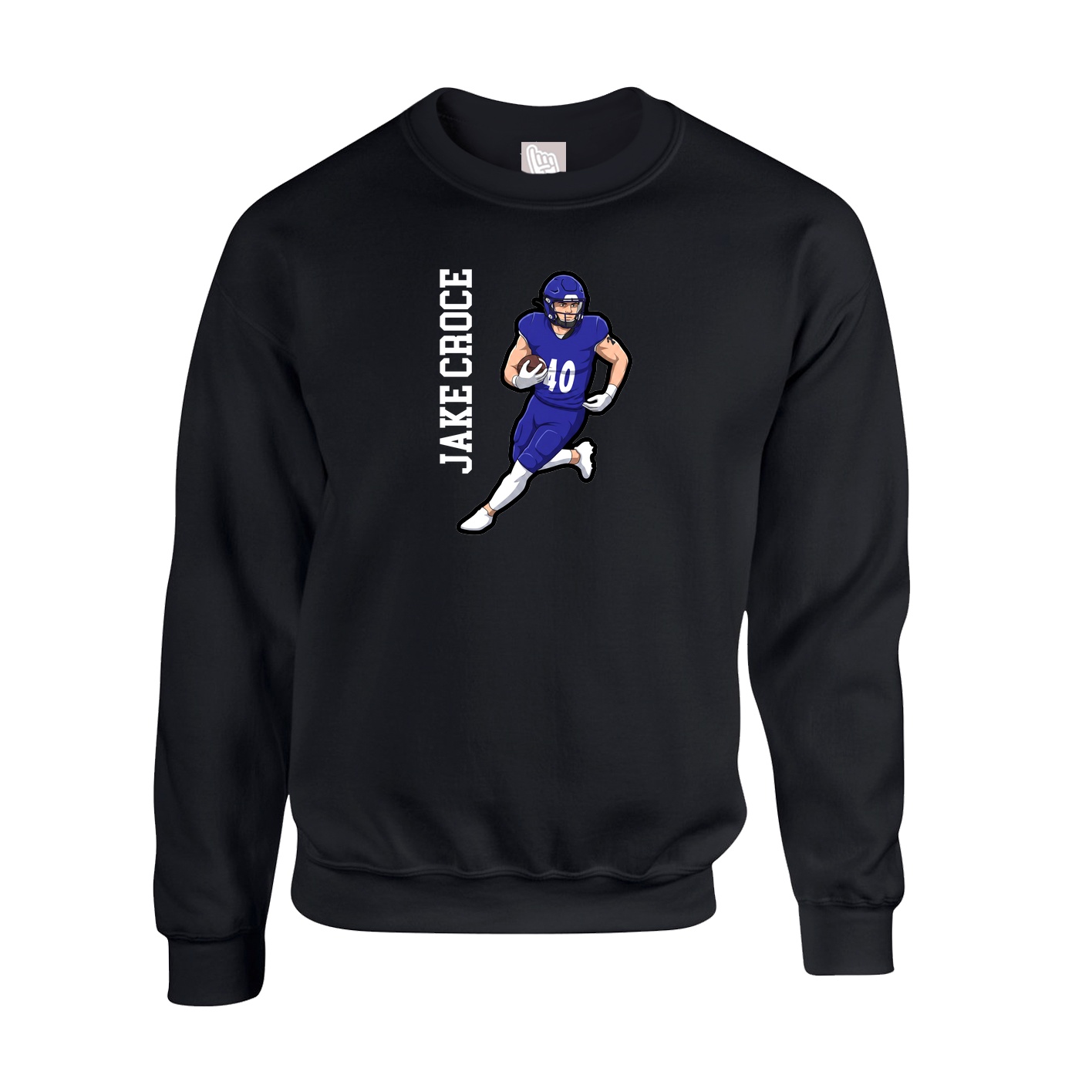 Fleece Crew — Name Vertical in Black