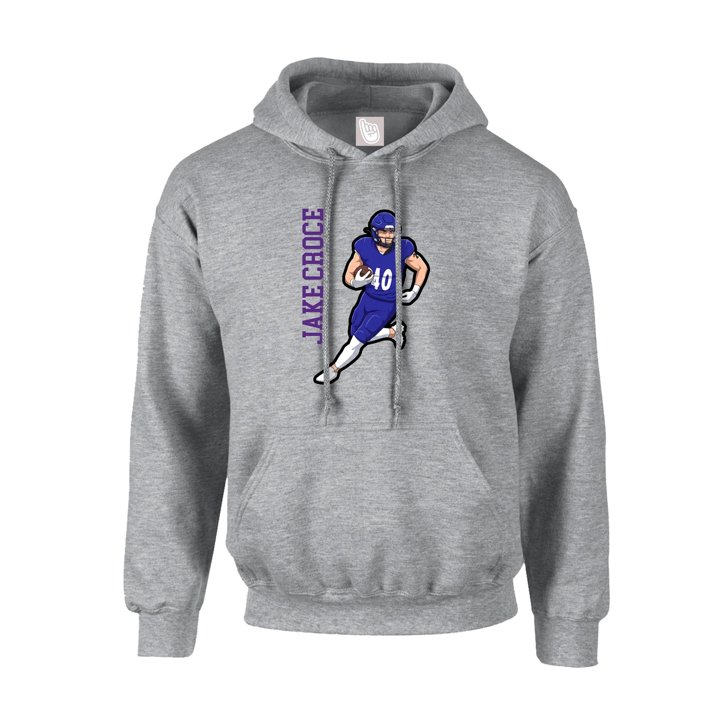 Youth Hoodie — Name Vertical in Grey