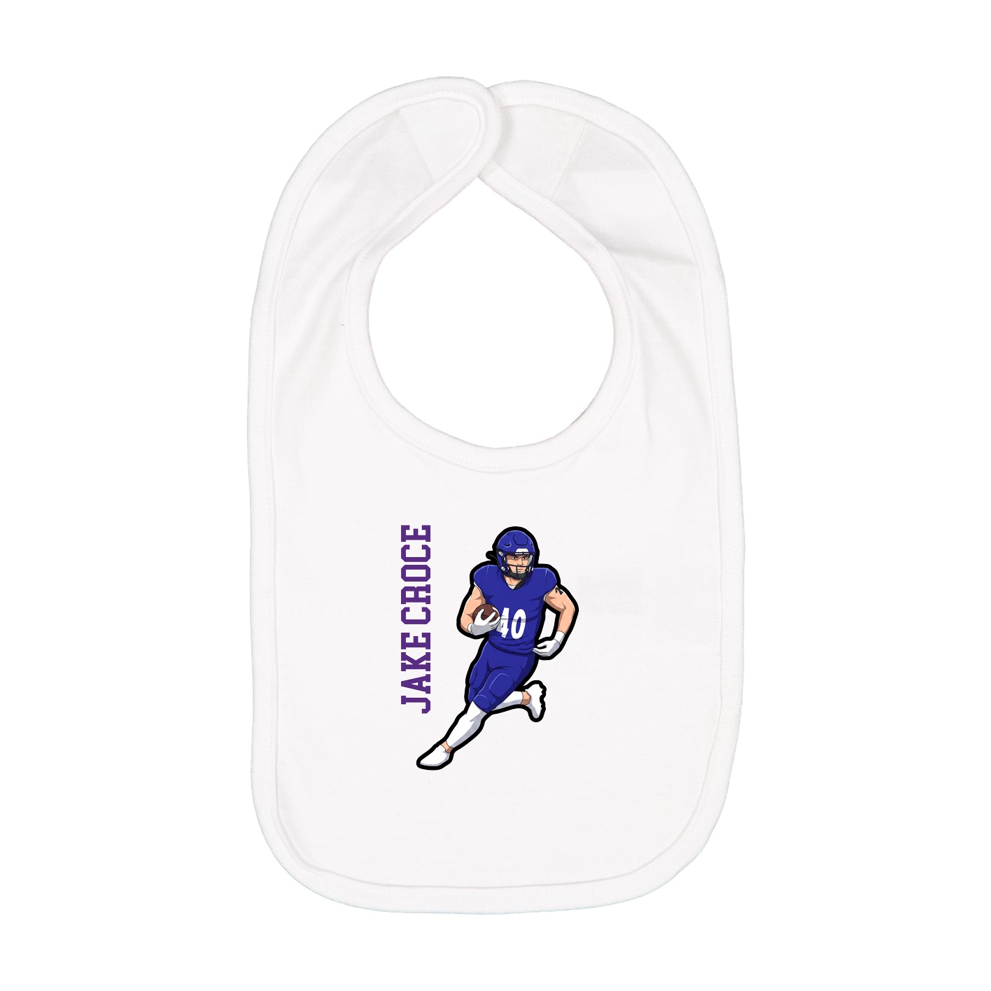 Infant Bib — Name Vertical in White