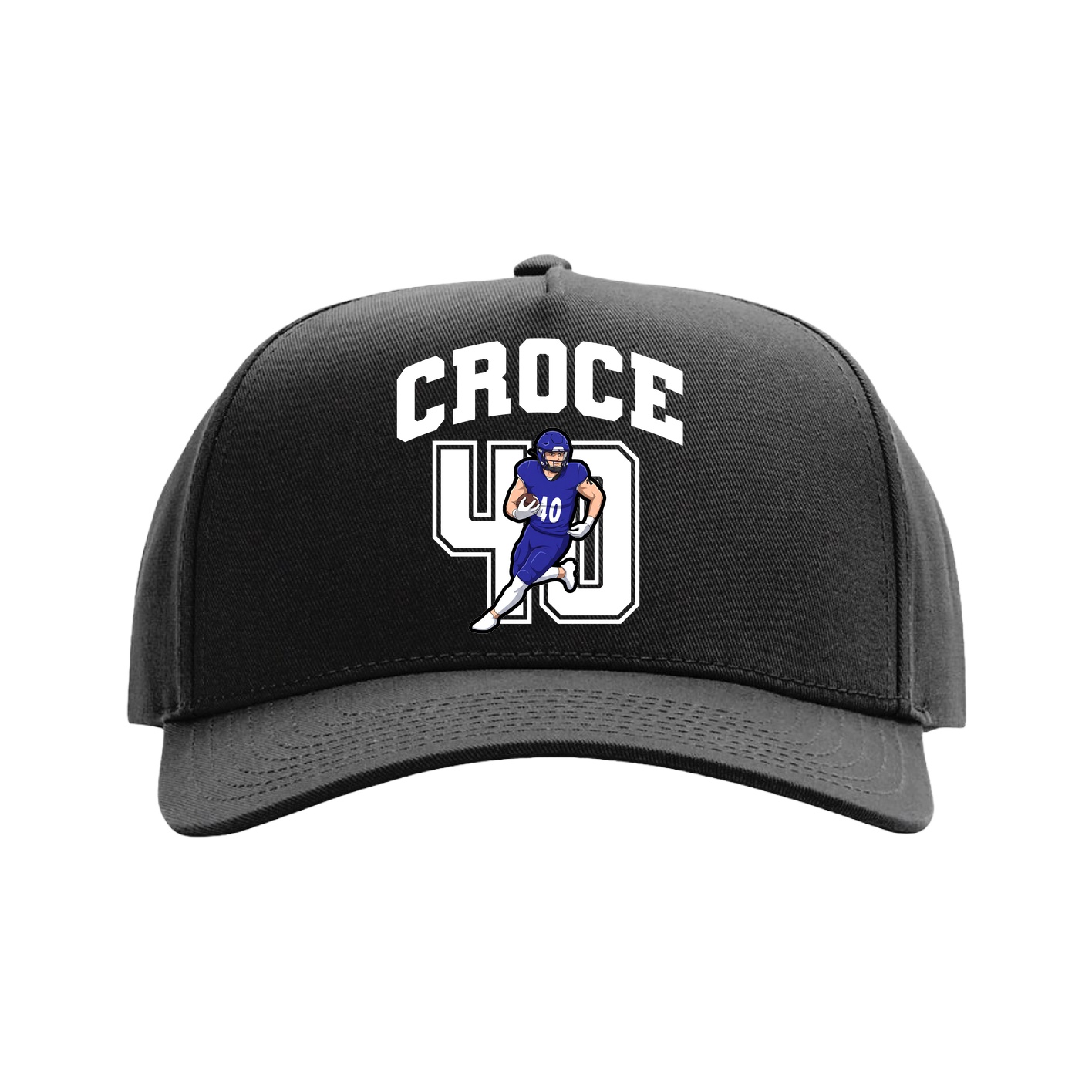 Full Fabric Five-Panel Champ Cap — Number in Black