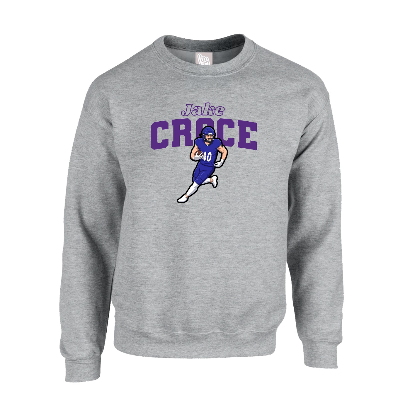 Fleece Crew — Name Arch in Grey