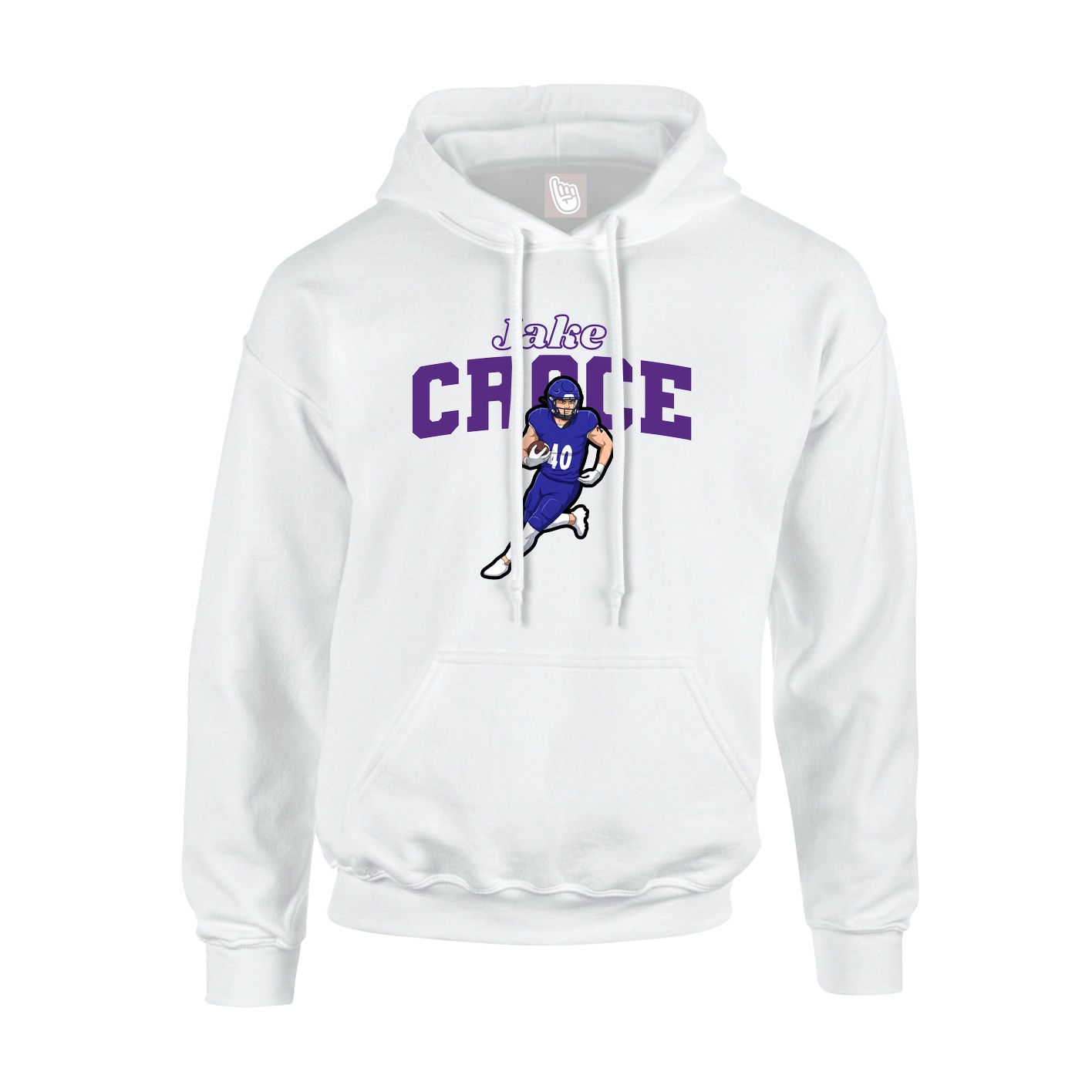 Youth Hoodie — Name Arch in White