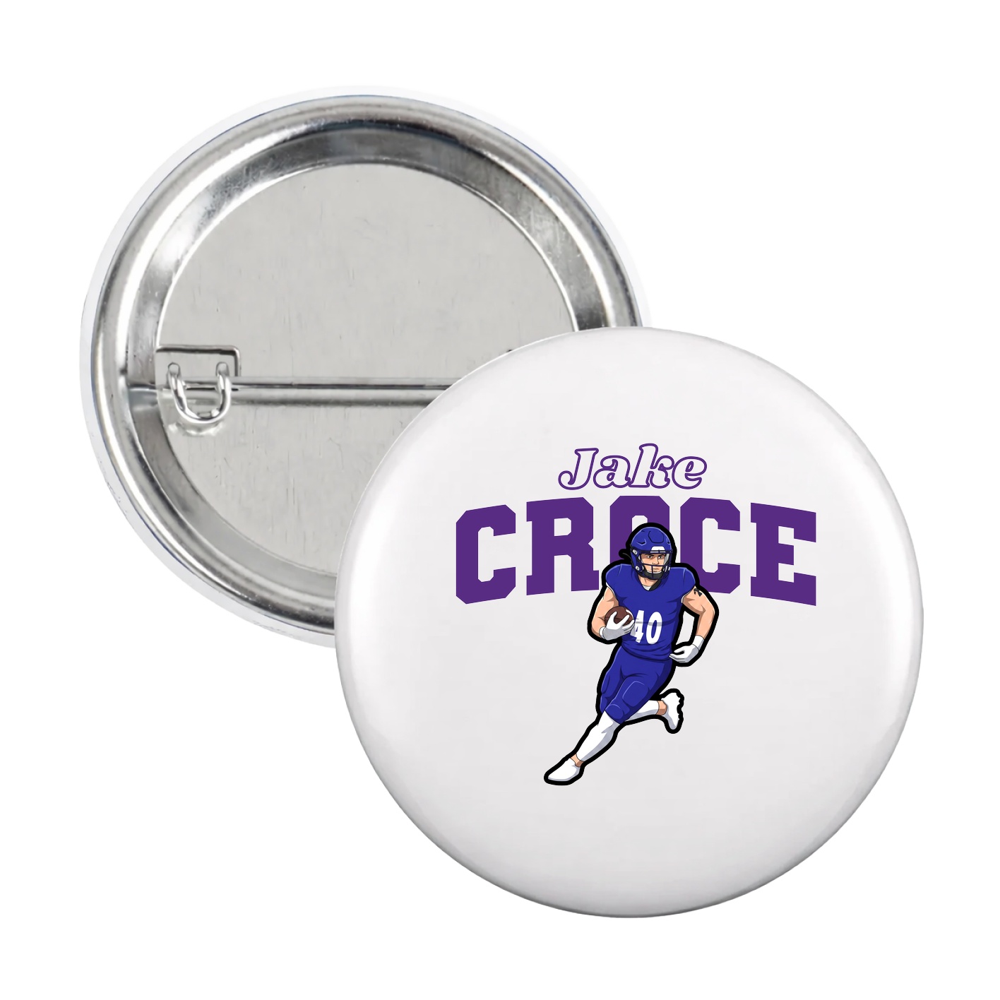 Game Day Button — Name Arch in White