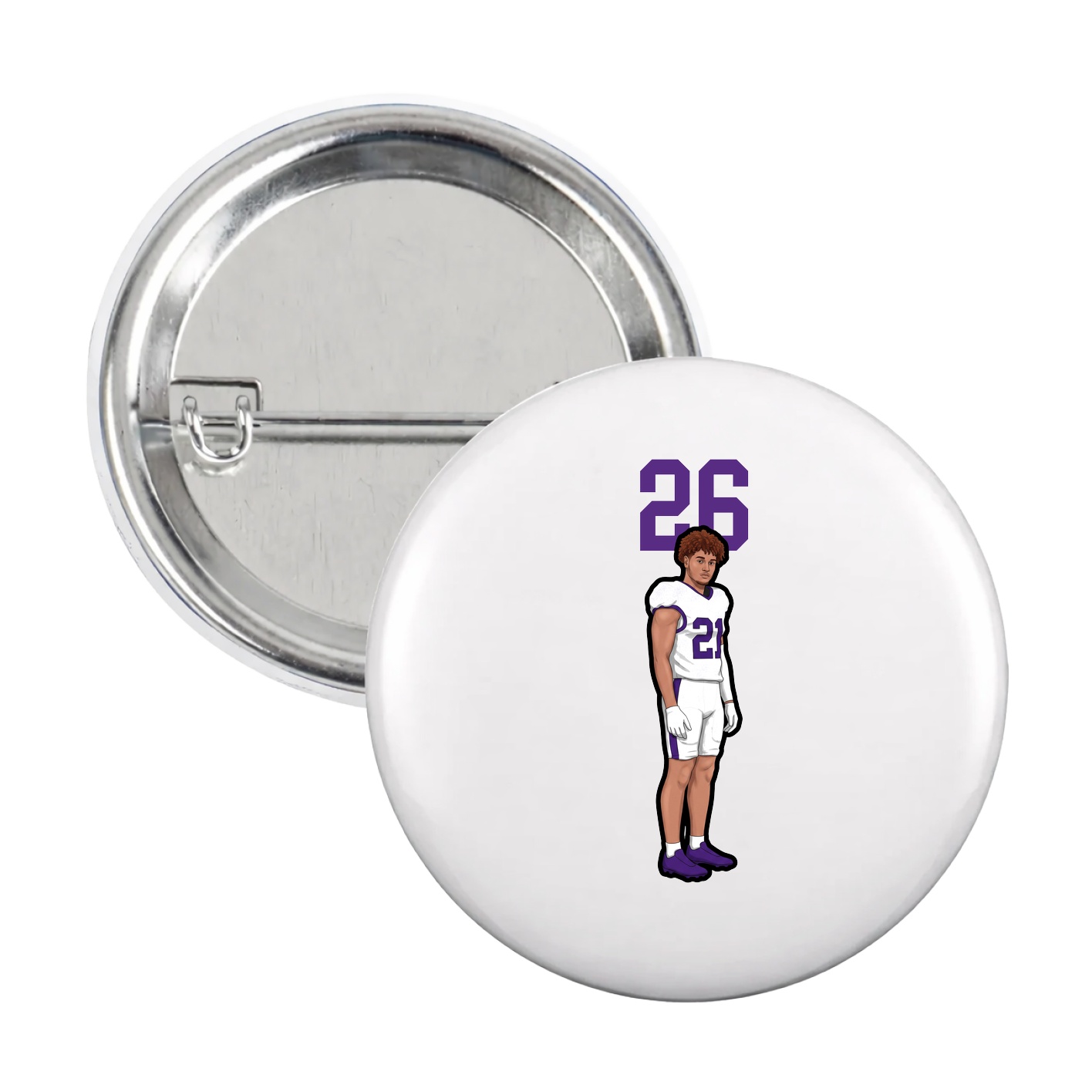 Game Day Button — Number Top in White