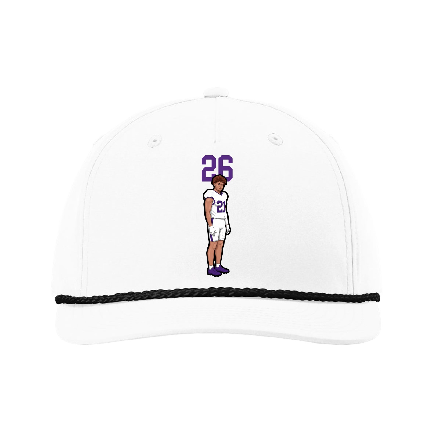Five-Panel Classic Rope Cap — Number Top in White