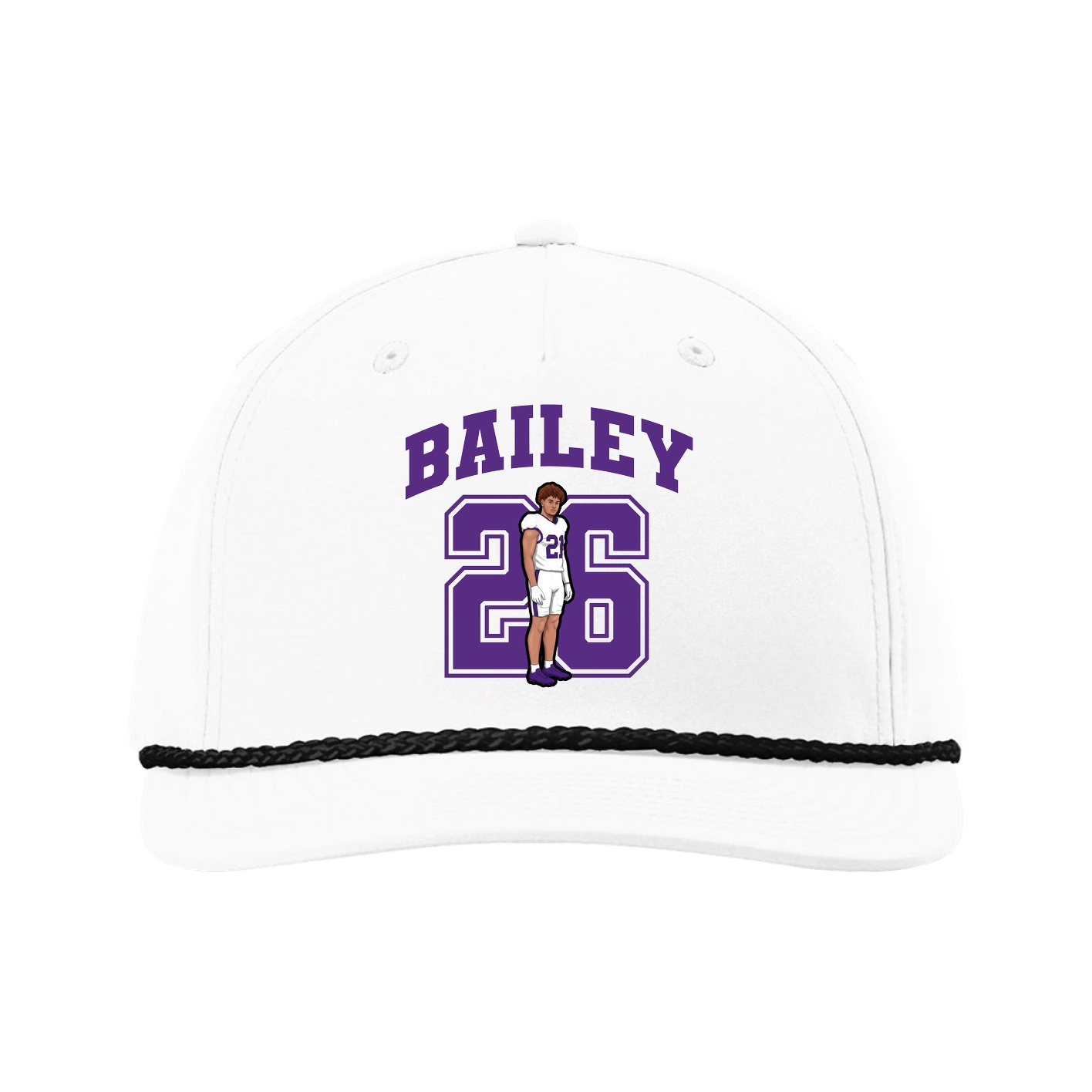Five-Panel Classic Rope Cap — Number in White