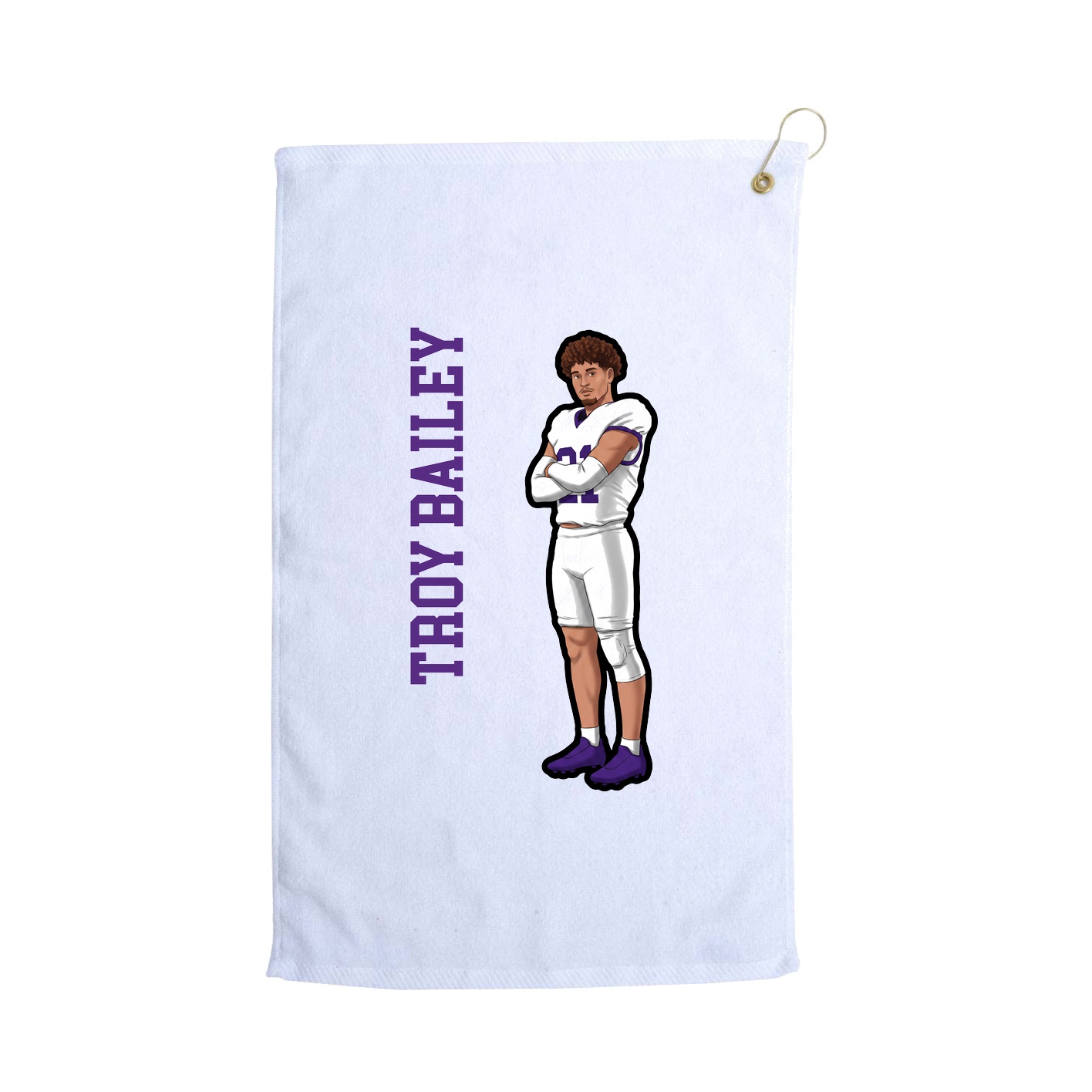 Golf Towel — Name Vertical in White