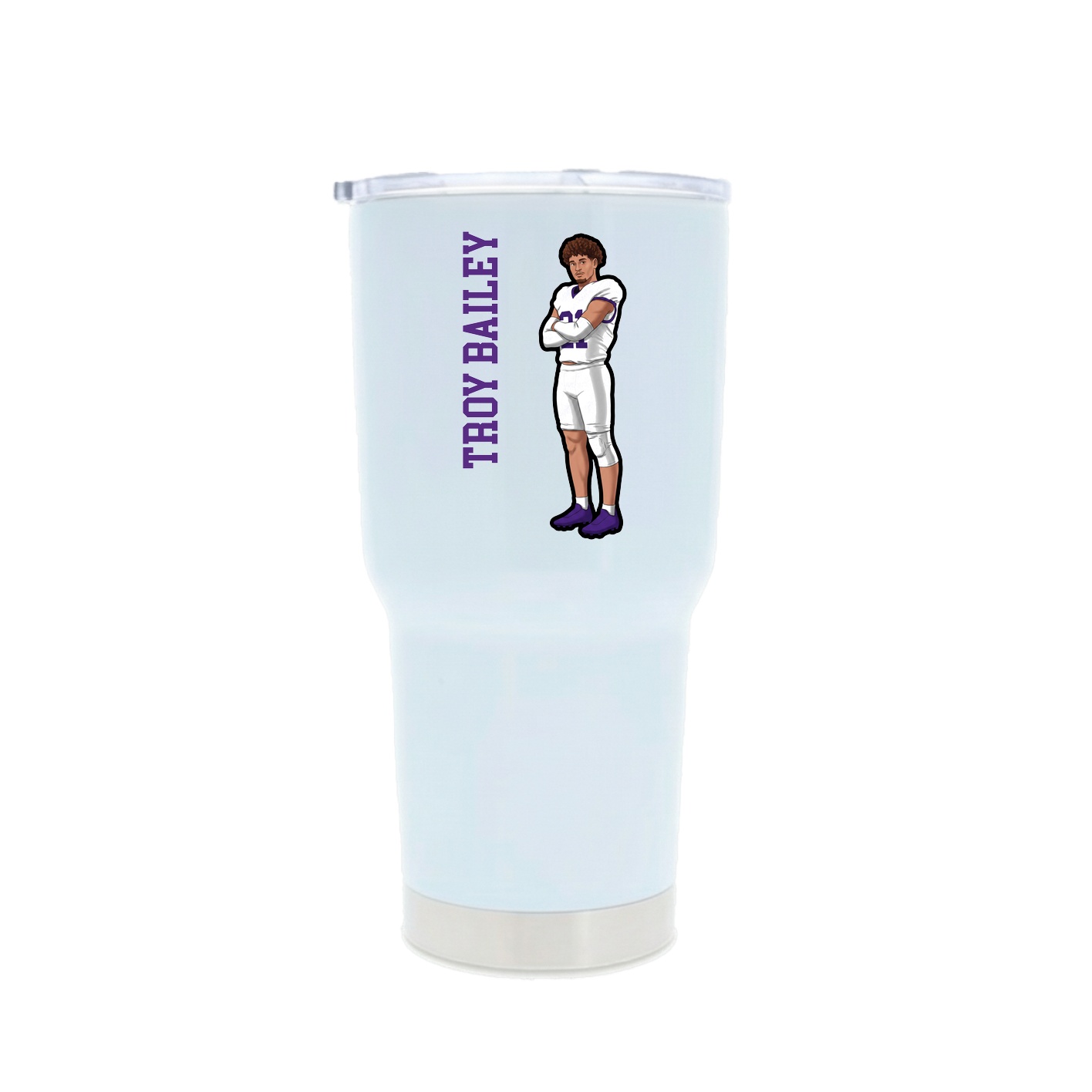 30oz Stainless Steel Tumbler — Name Vertical in White