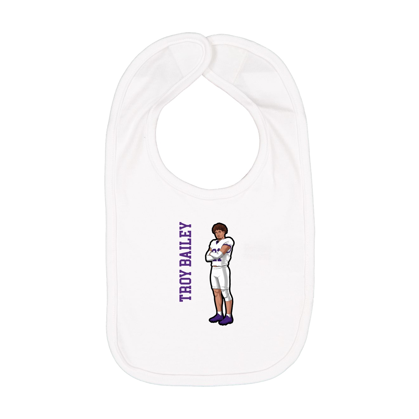 Infant Bib — Name Vertical in White