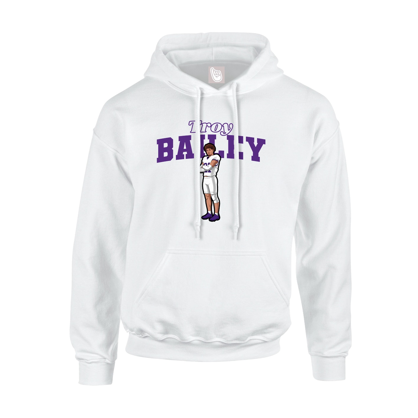 Youth Hoodie — Name Arch in White