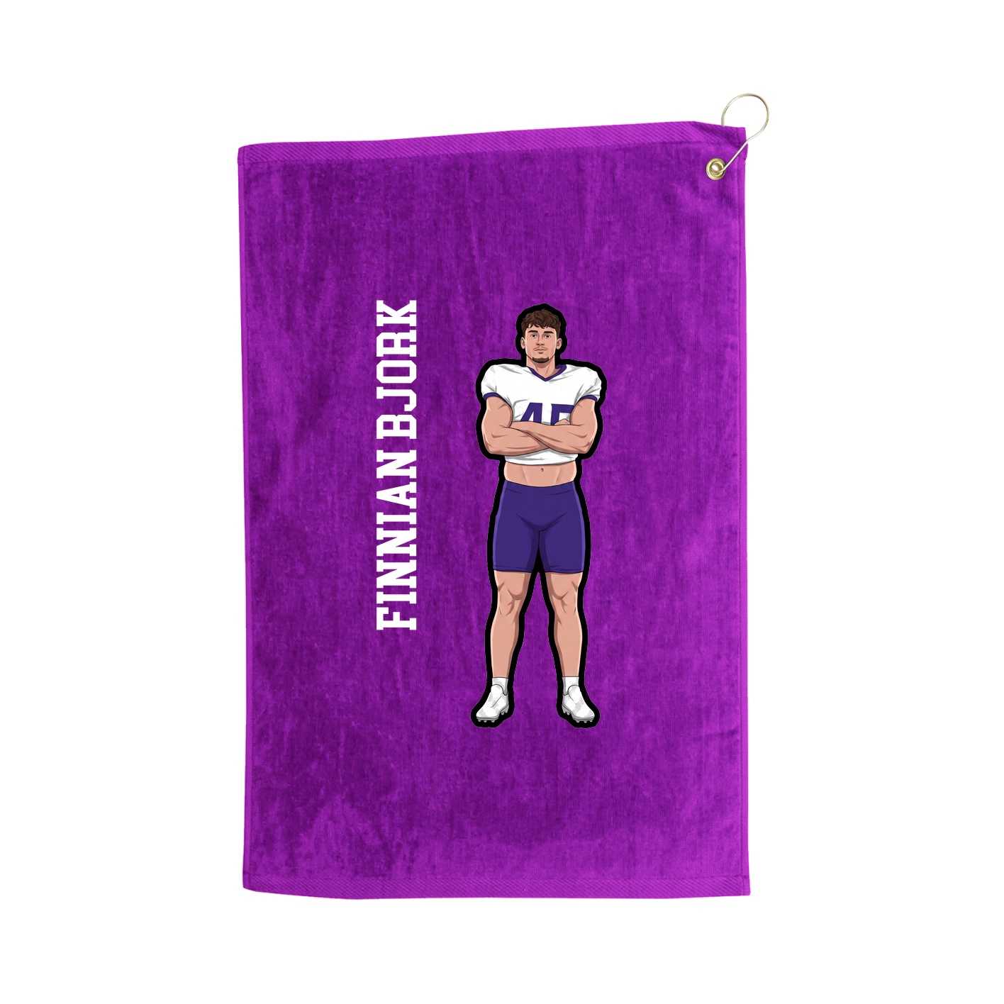 Golf Towel — Name Vertical in Purple