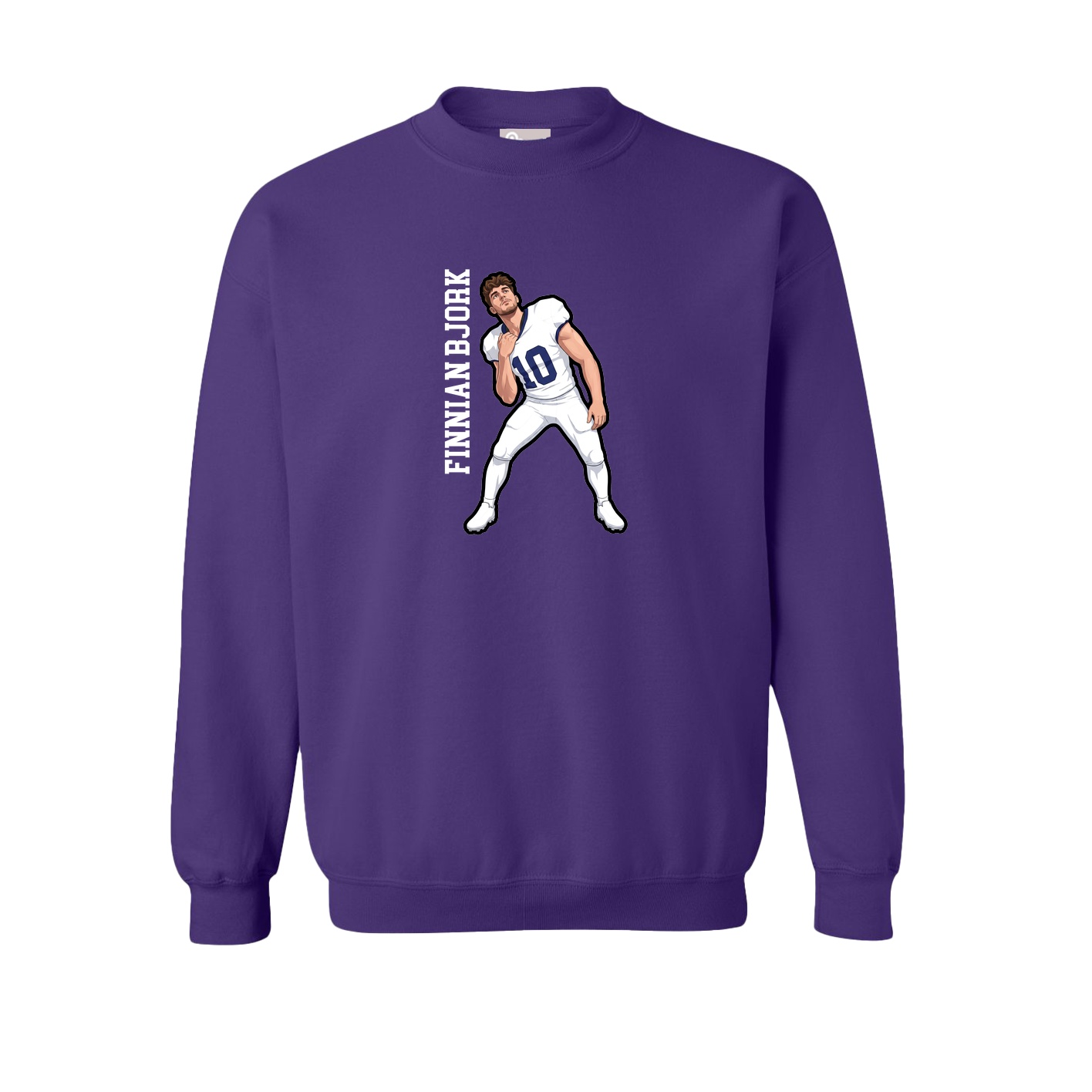 Fleece Crew — Name Vertical in Purple