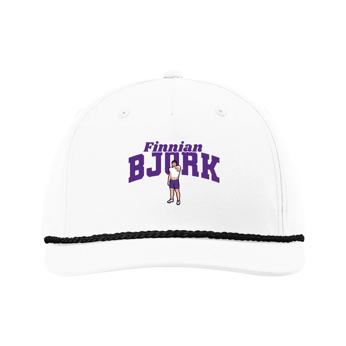 Five-Panel Classic Rope Cap — Signature Arch in White