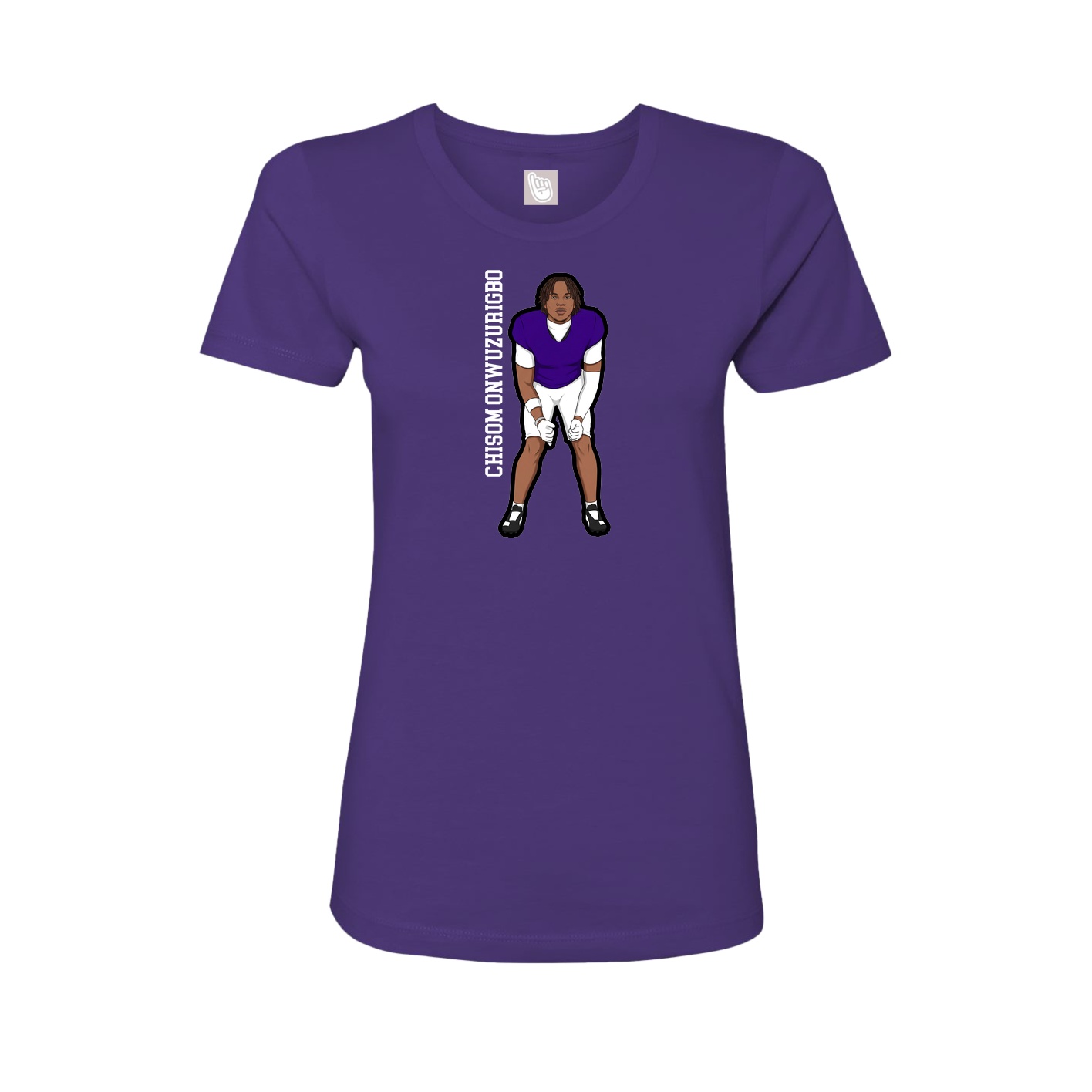 Fitted Women's Tee — Name Vertical in Purple
