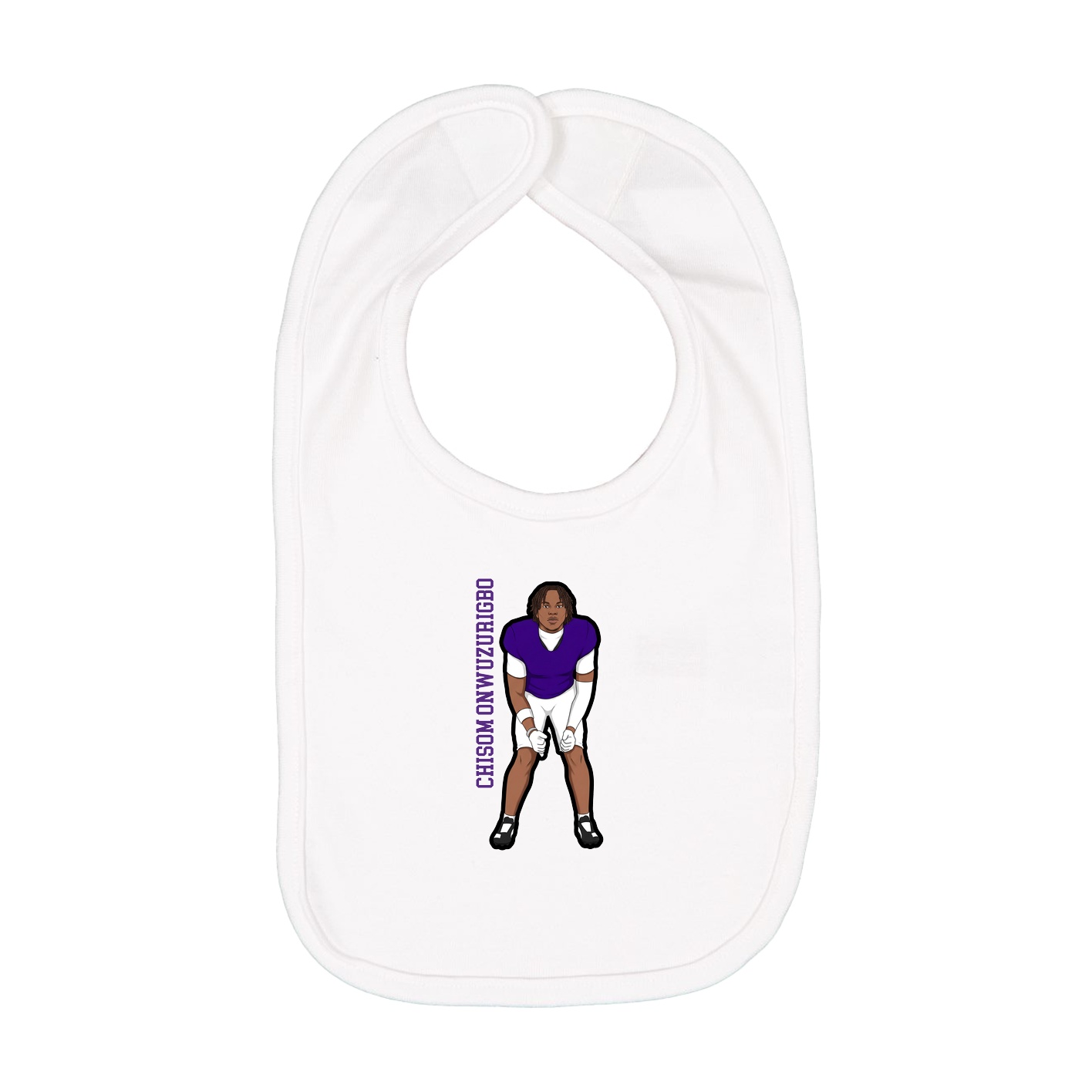 Infant Bib — Name Vertical in White