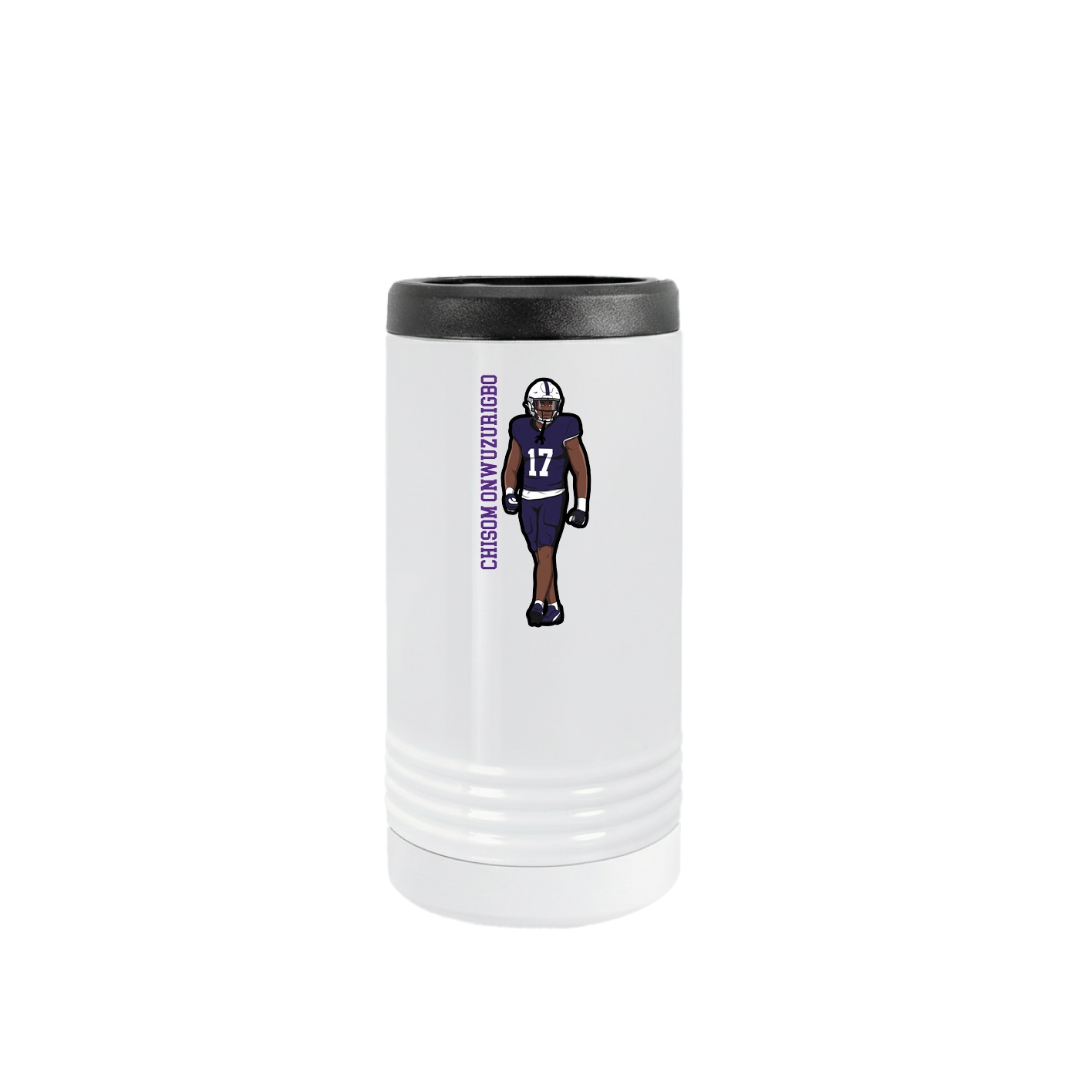 Slim Beverage Holder — Name Vertical in White