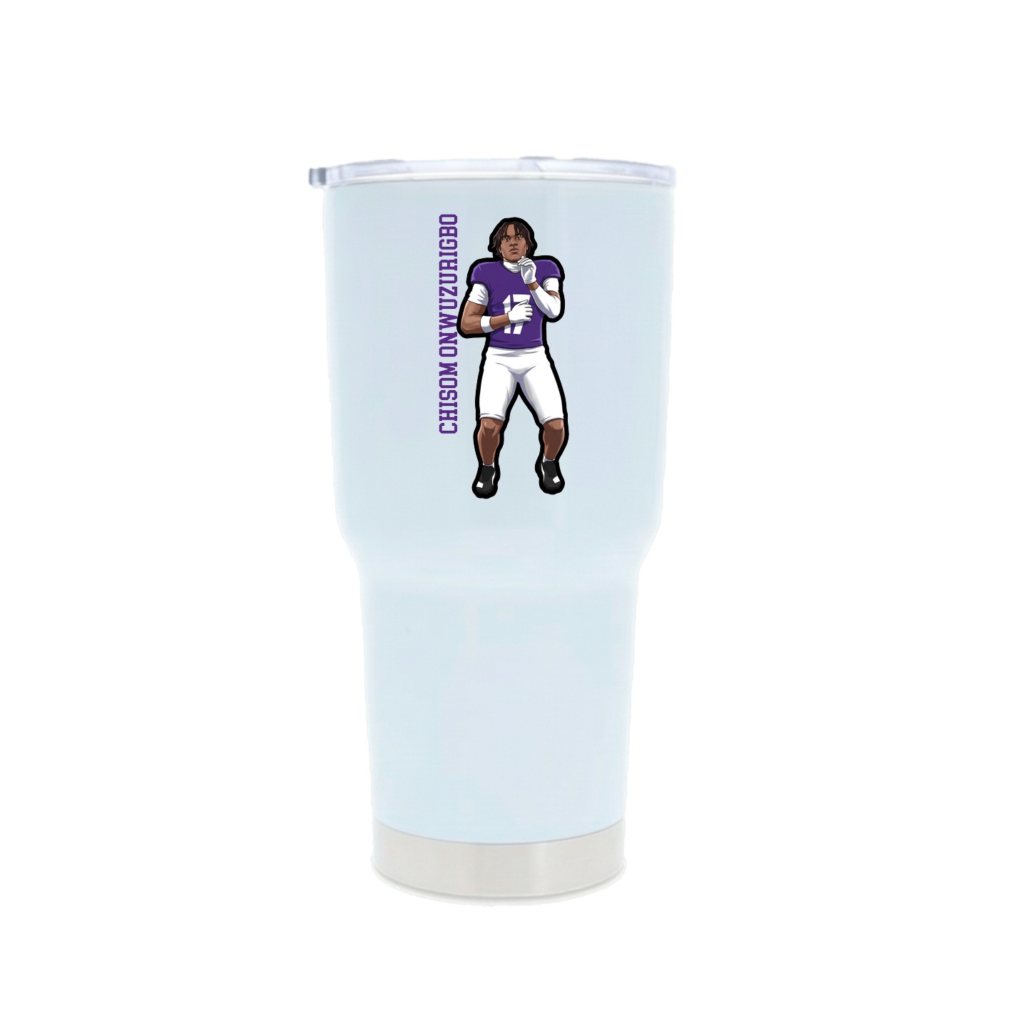 30oz Stainless Steel Tumbler — Name Vertical in White