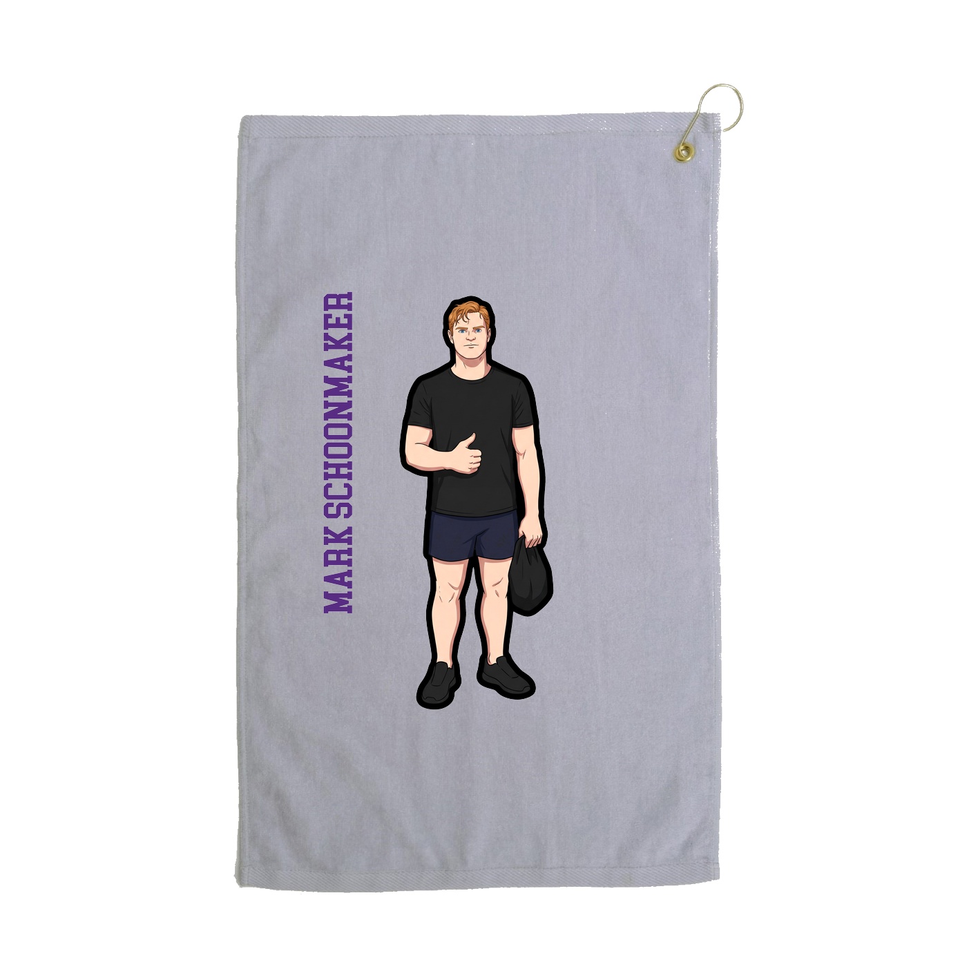 Golf Towel — Name Vertical in Grey