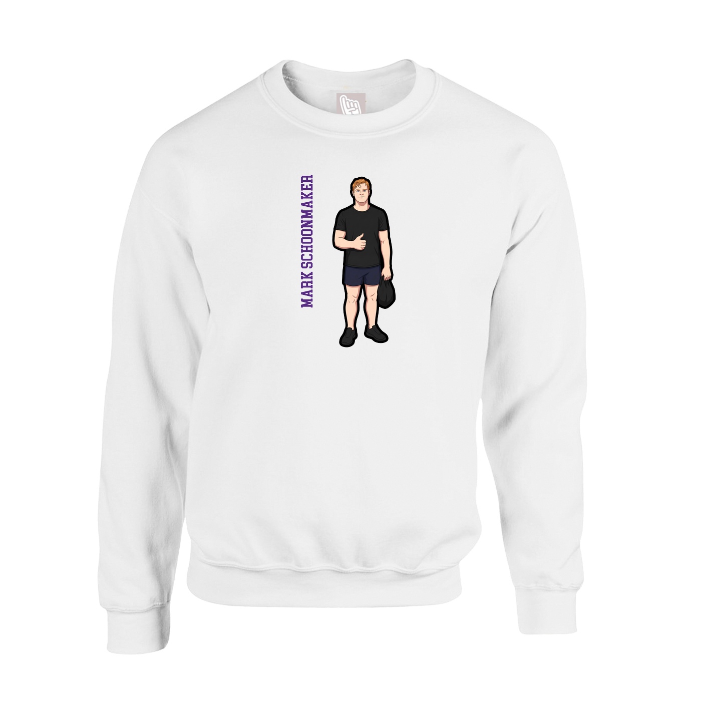 Fleece Crew — Name Vertical in White