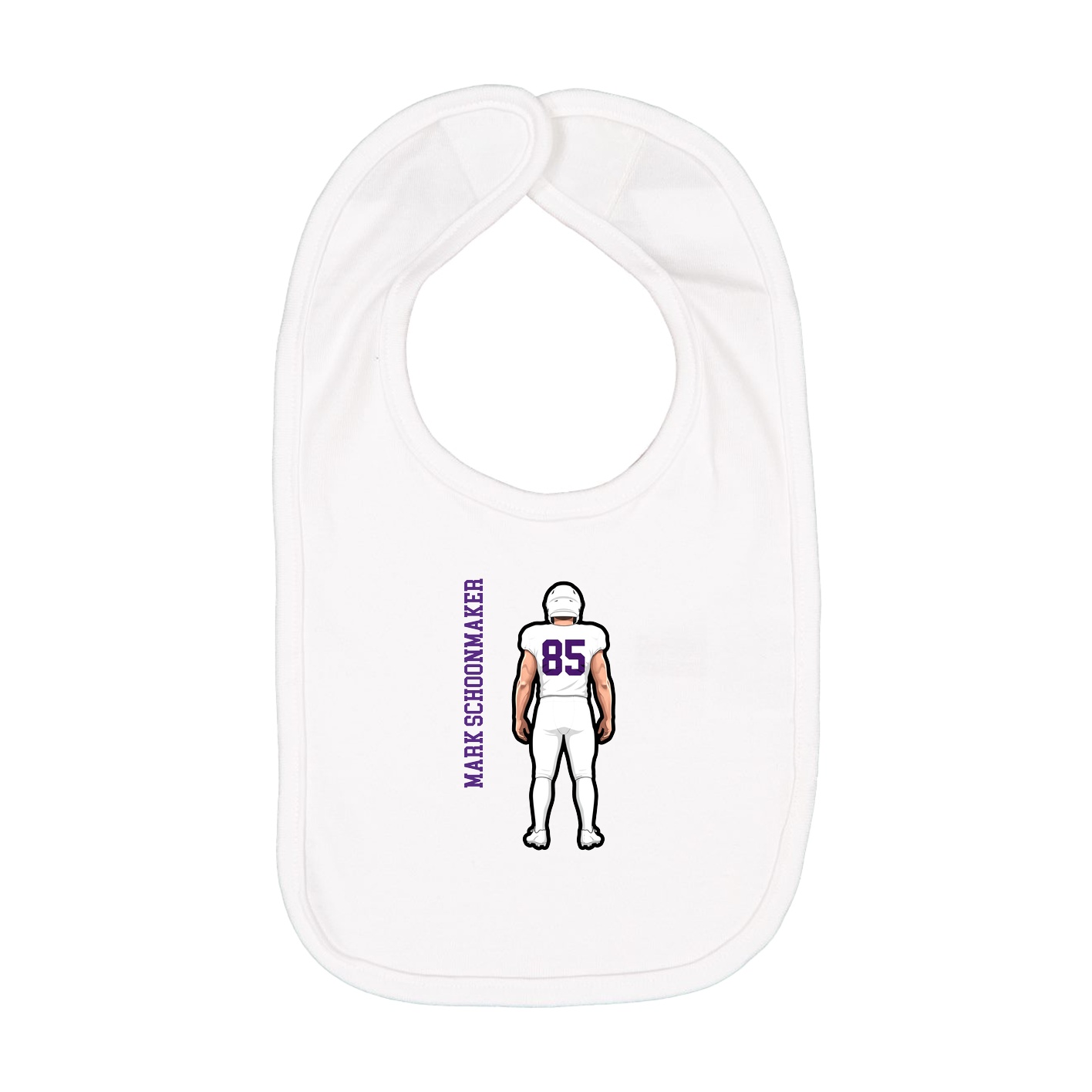Infant Bib — Name Vertical in White