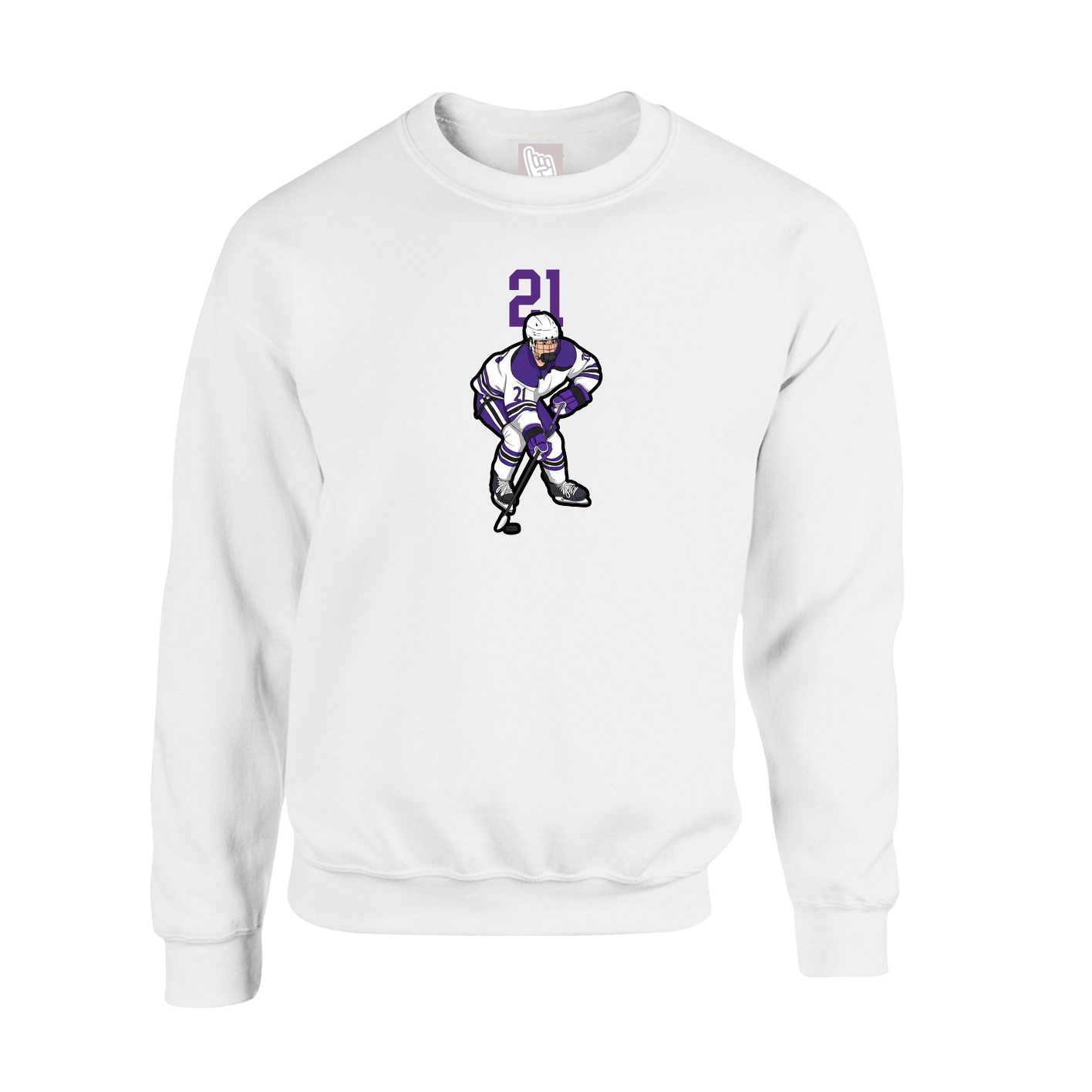 Fleece Crew — Number Top in White