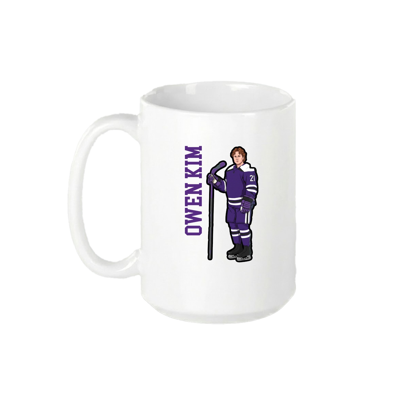 15oz Coffee Mug — Name Vertical in White