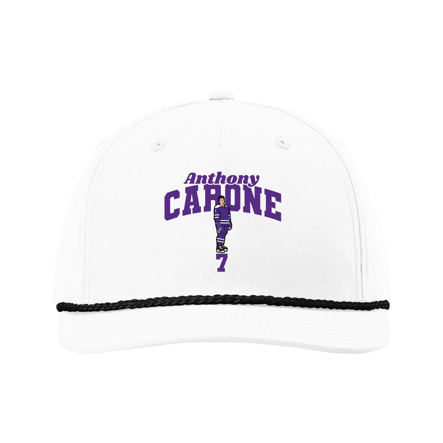 Five-Panel Classic Rope Cap — Signature Arch in White