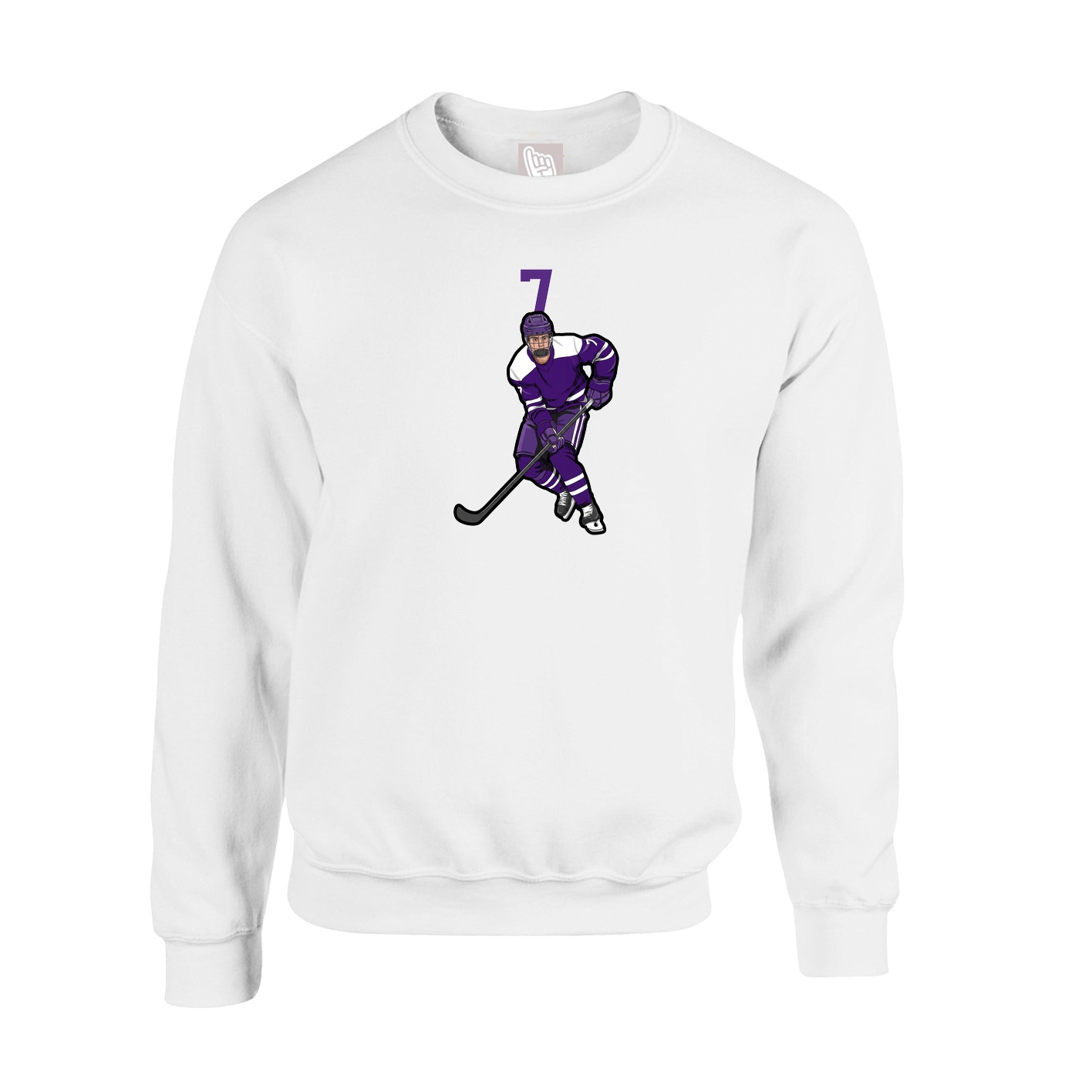 Fleece Crew — Number Top in White