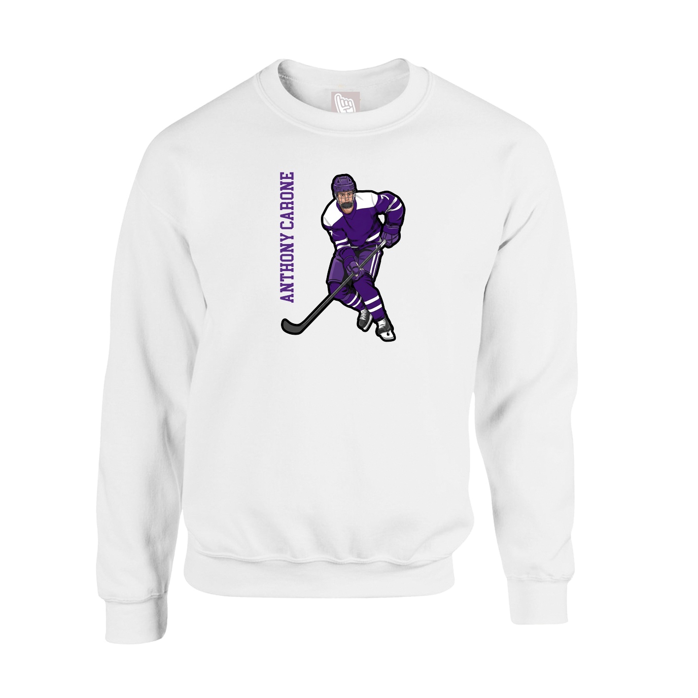 Fleece Crew — Name Vertical in White