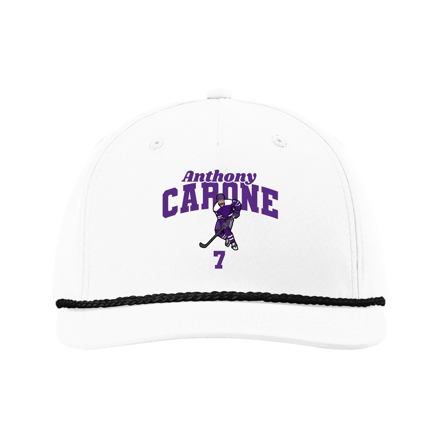 Five-Panel Classic Rope Cap — Signature Arch in White