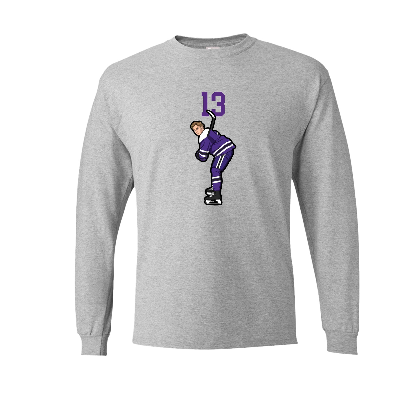 Long Sleeve Tee — Number Top in Grey