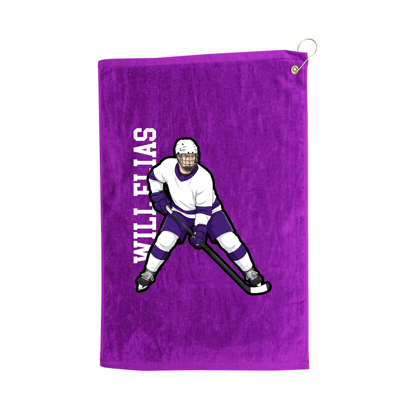 Golf Towel — Name Vertical in Purple