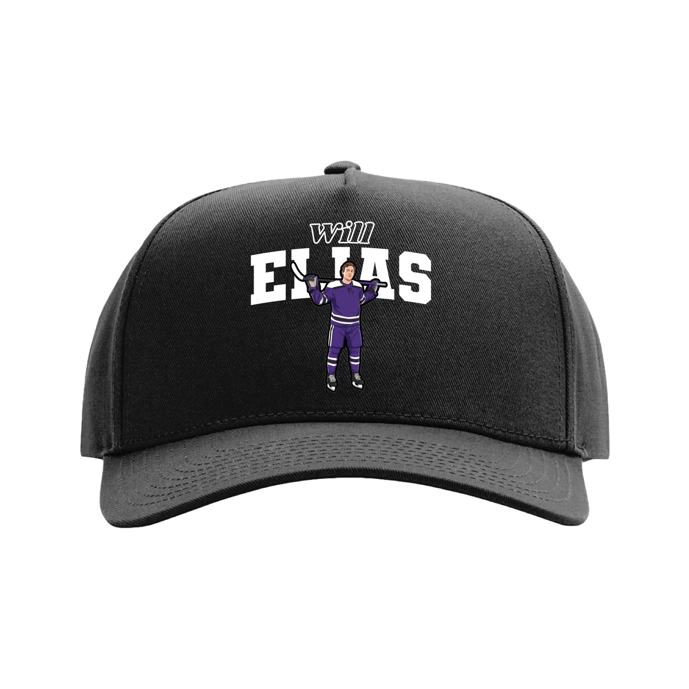 Full Fabric Five-Panel Champ Cap — Name Arch in Black