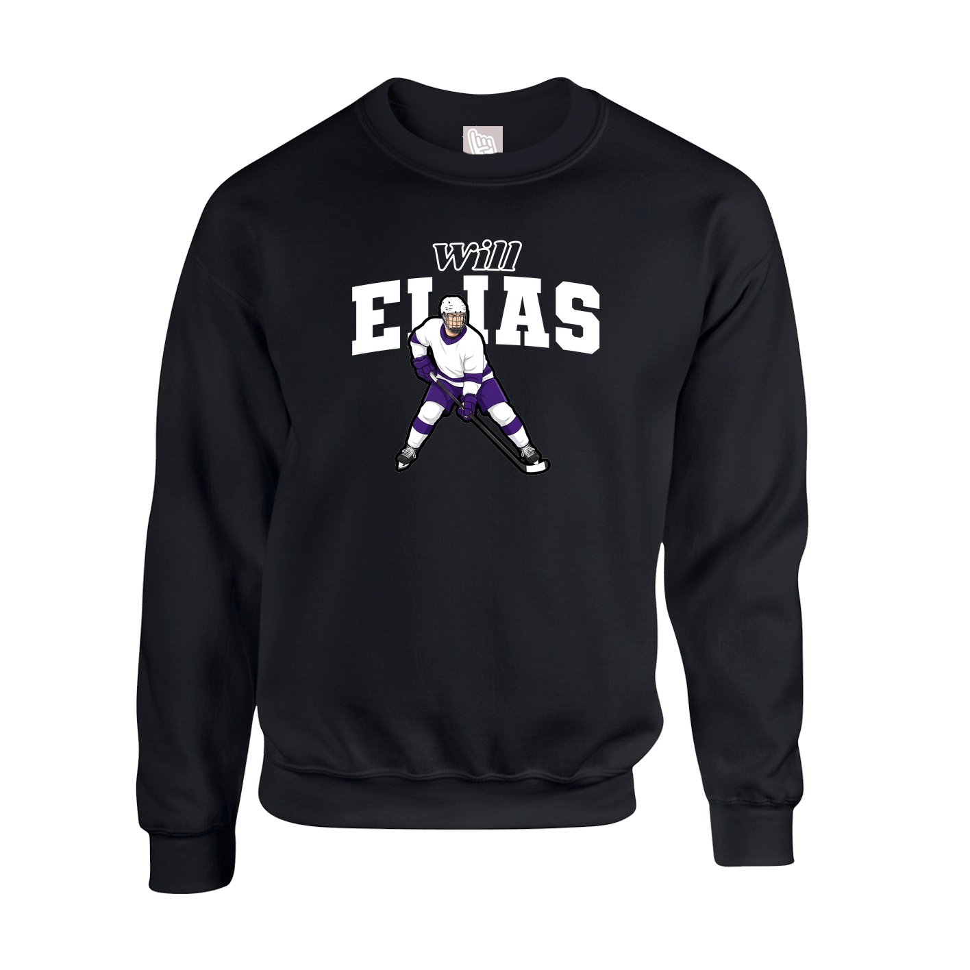 Fleece Crew — Name Arch in Black
