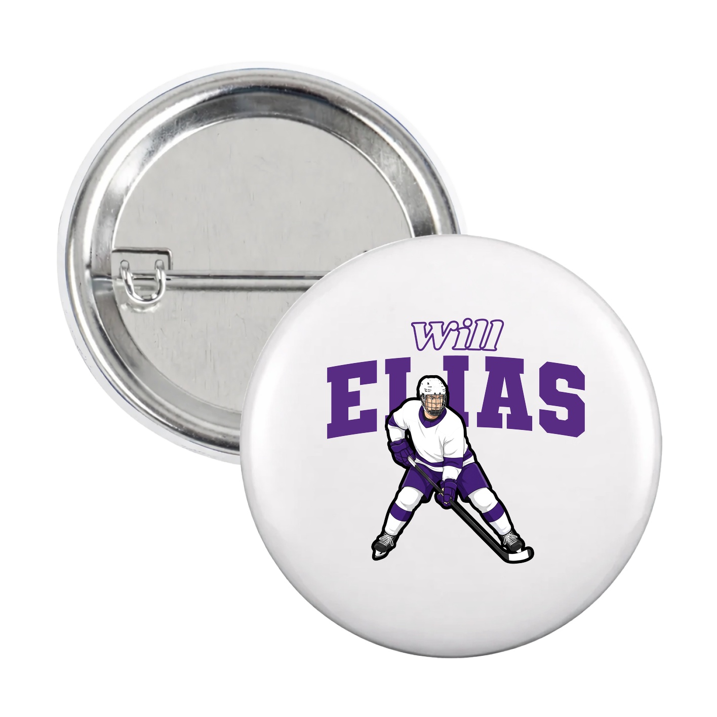 Game Day Button — Name Arch in White