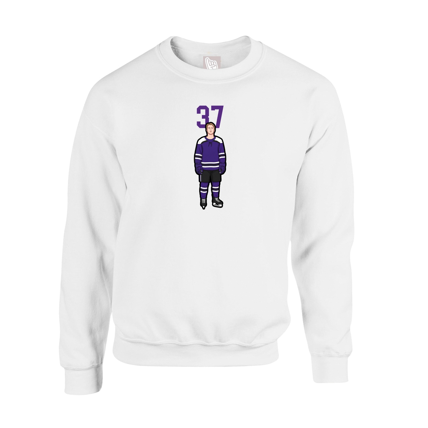 Fleece Crew — Number Top in White