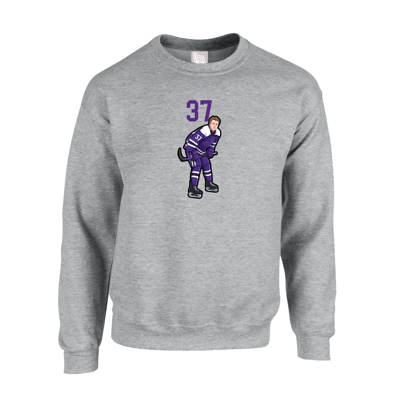 Fleece Crew — Number Top in Grey