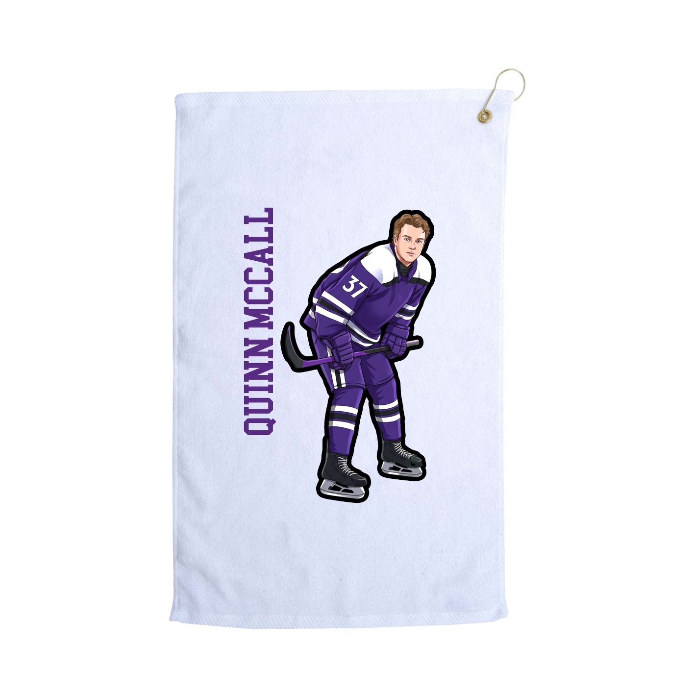Golf Towel — Name Vertical in White